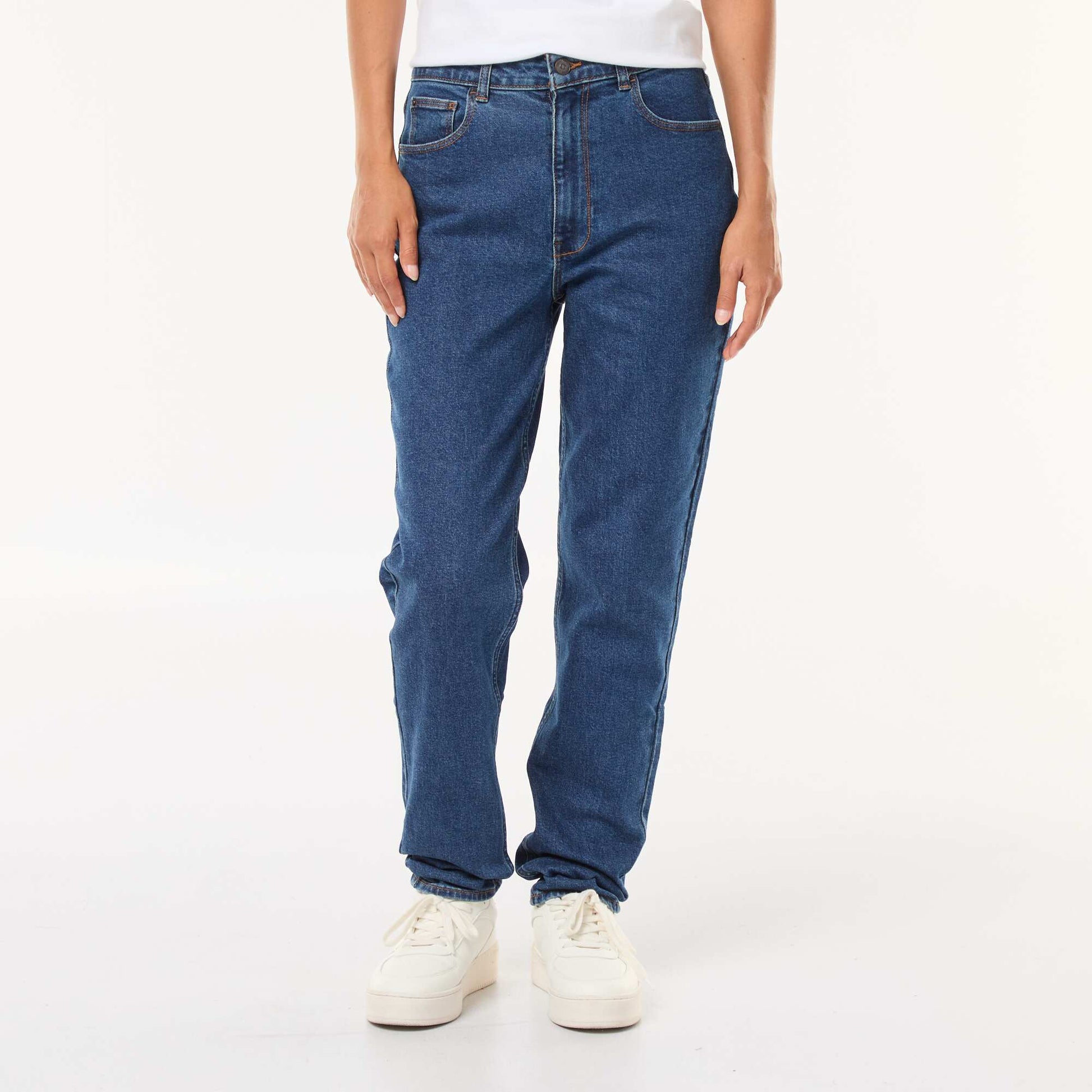 Jean mom 5 poches L34 BLEU
