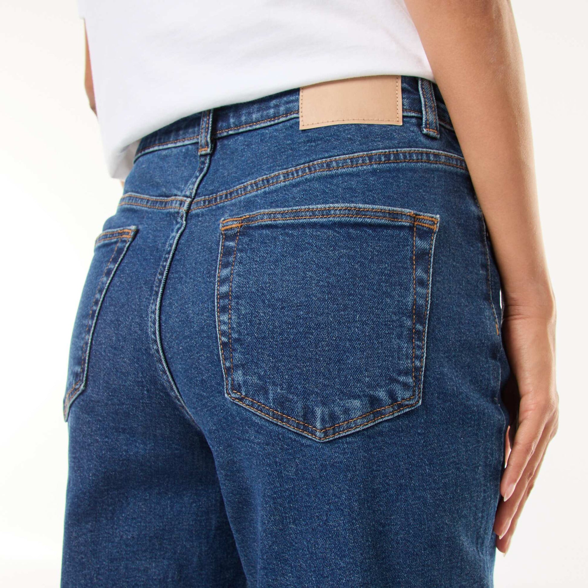 Jean mom 5 poches L34 BLEU