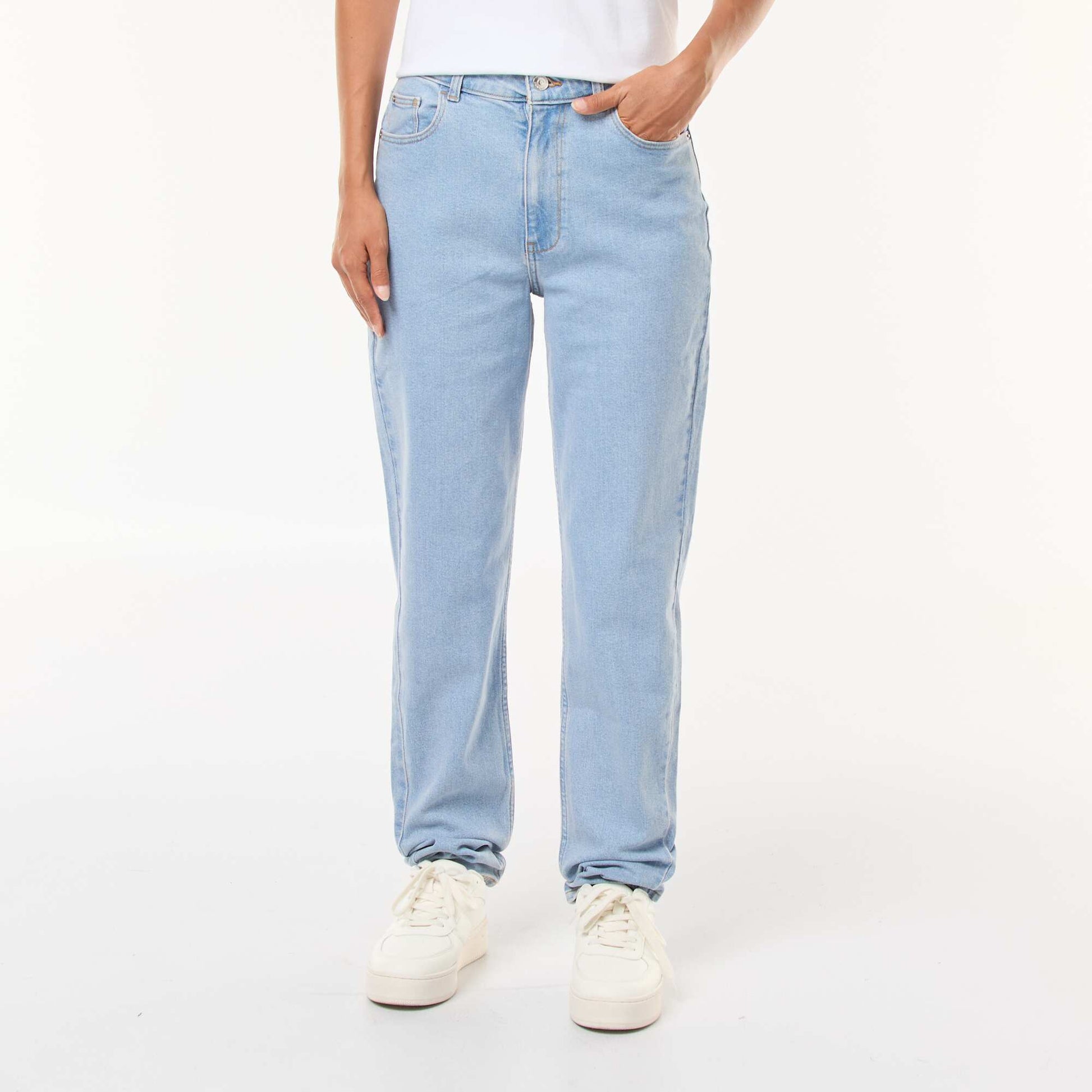 Jean mom 5 poches L34 BLEU