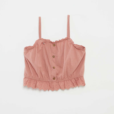 Débardeur à volant avec broderies anglaises ROSE