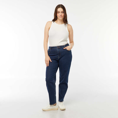 Jean mom taille haute - L28 BLEU