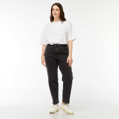 Jean mom taille haute 5 poches - L32 NOIR