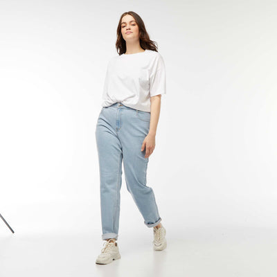 Jean mom taille haute - L34 BLEU