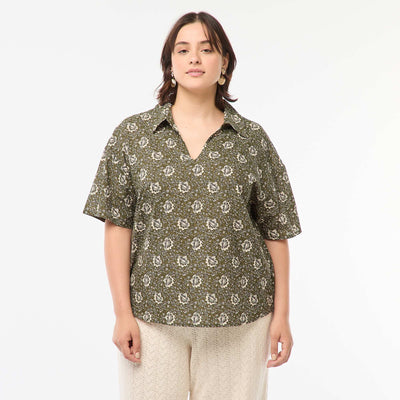 Blouse légère à manches courtes avec motif VERT