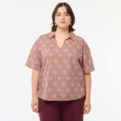 Blouse légère à manches courtes avec motif ROSE