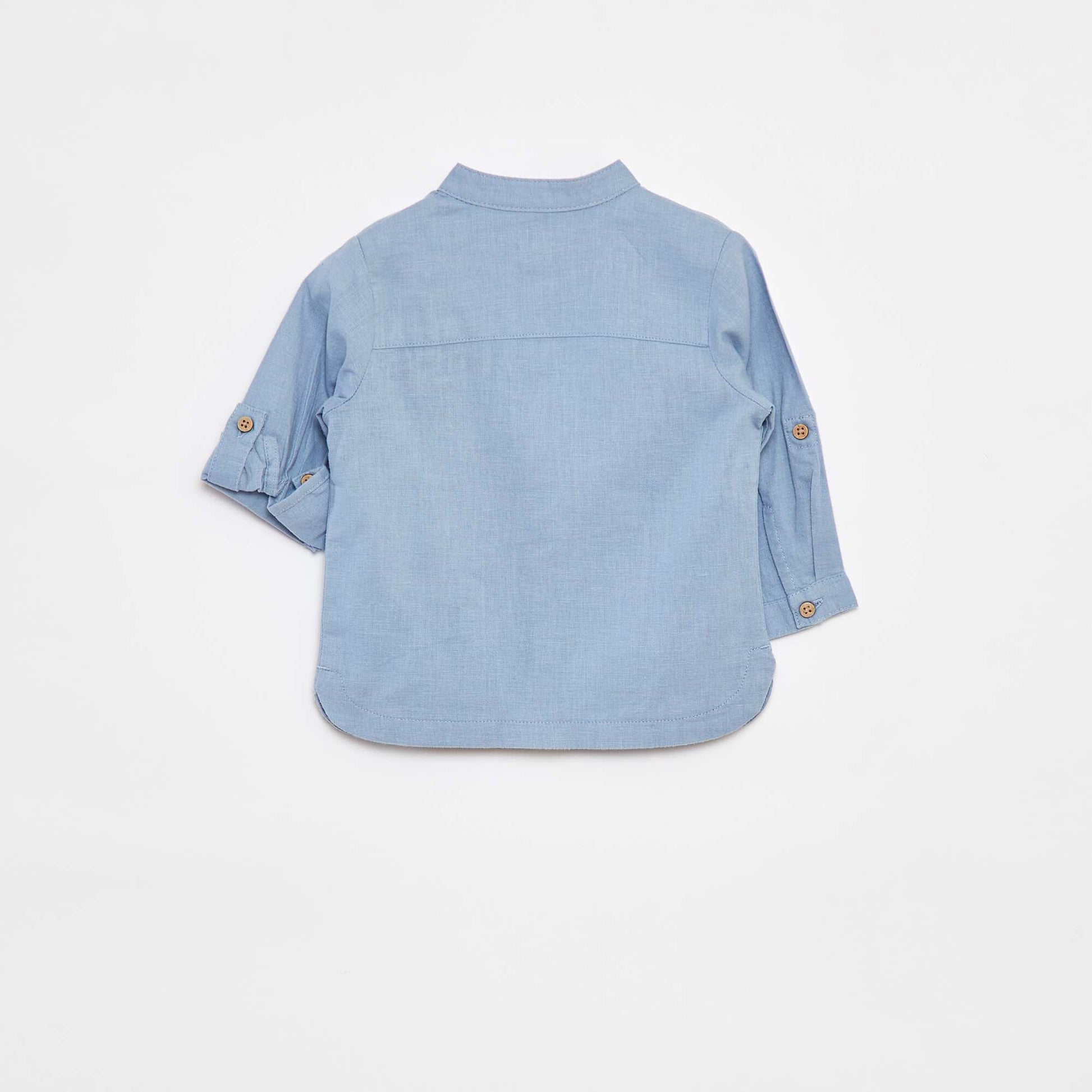 Chemise mao en lin mélangé BLEU