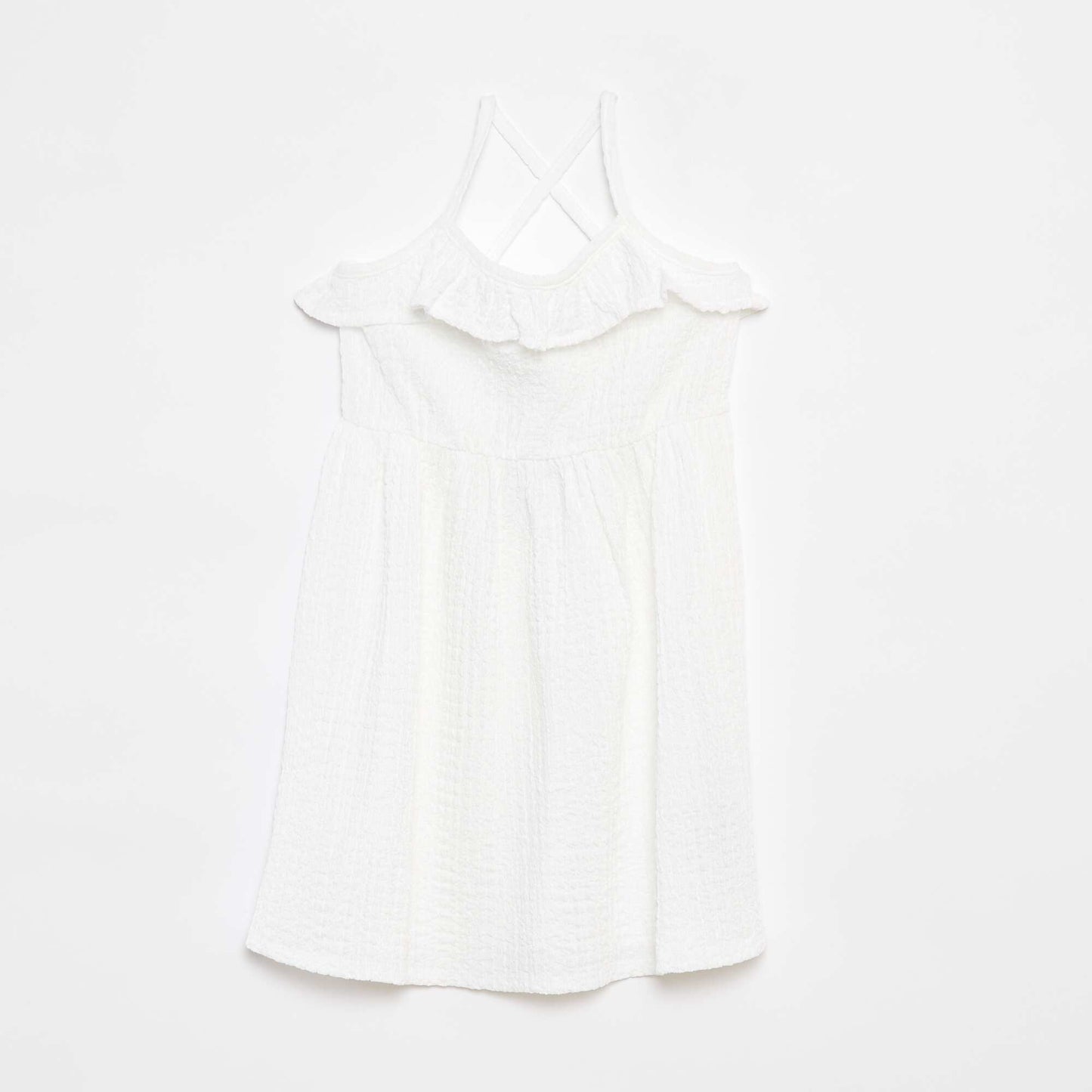 Robe à bretelles avec volants BLANC