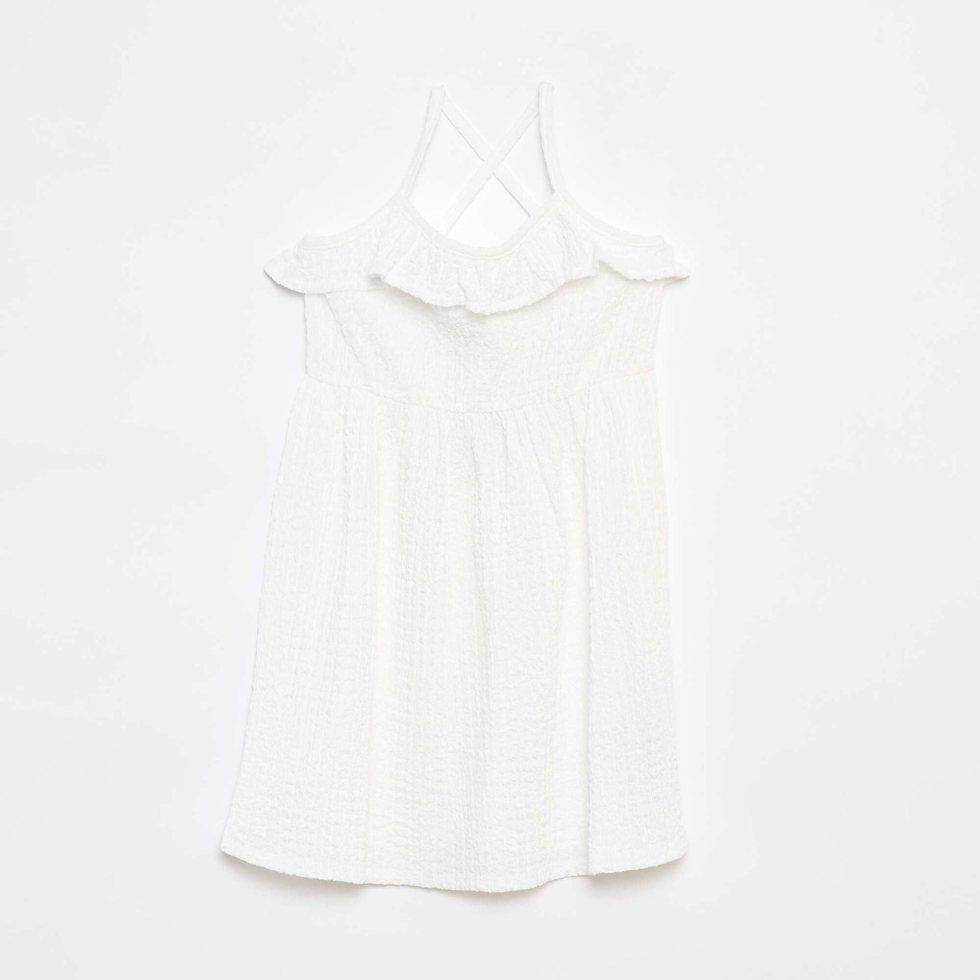 Robe à bretelles avec volants BLANC