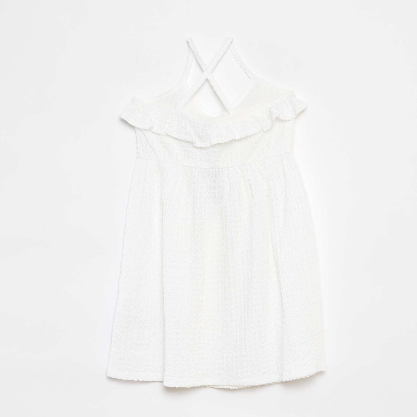 Robe à bretelles avec volants BLANC