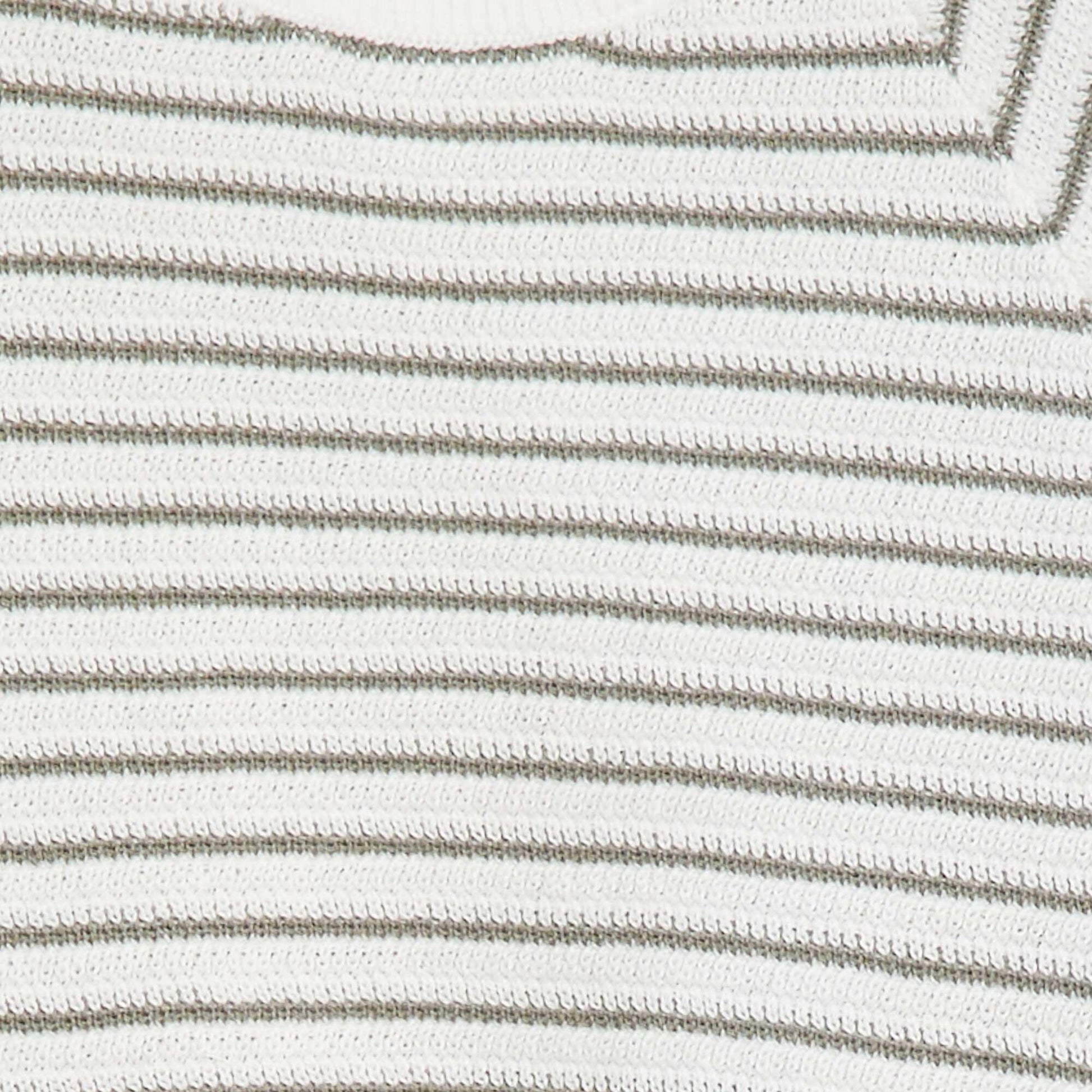 Pull rayé avec ouverture boutonnée au dos BLANC