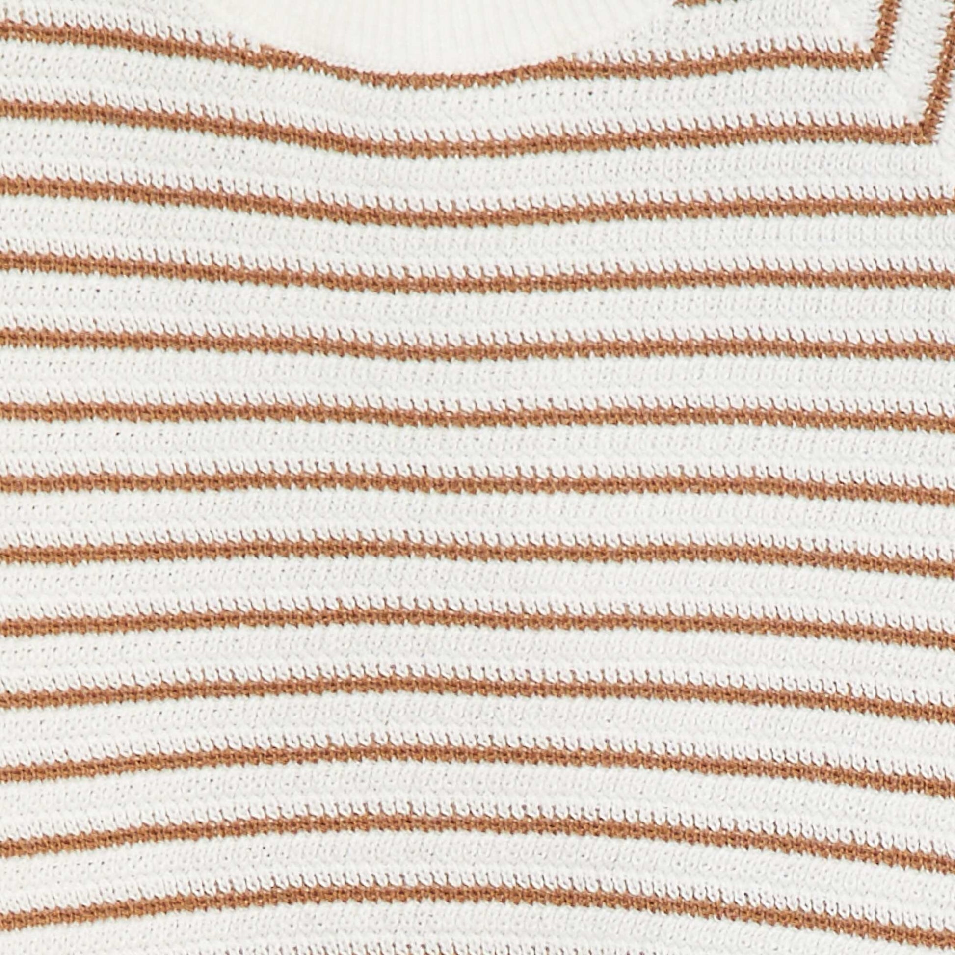 Pull rayé avec ouverture boutonnée au dos BLANC