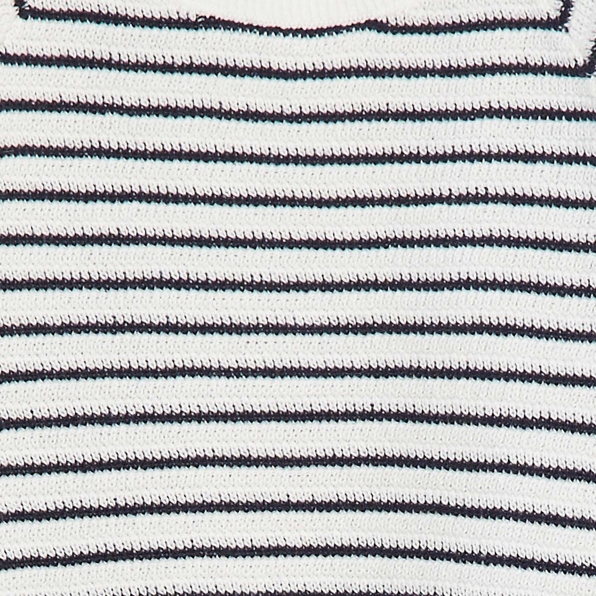 Pull rayé avec ouverture boutonnée au dos BLEU