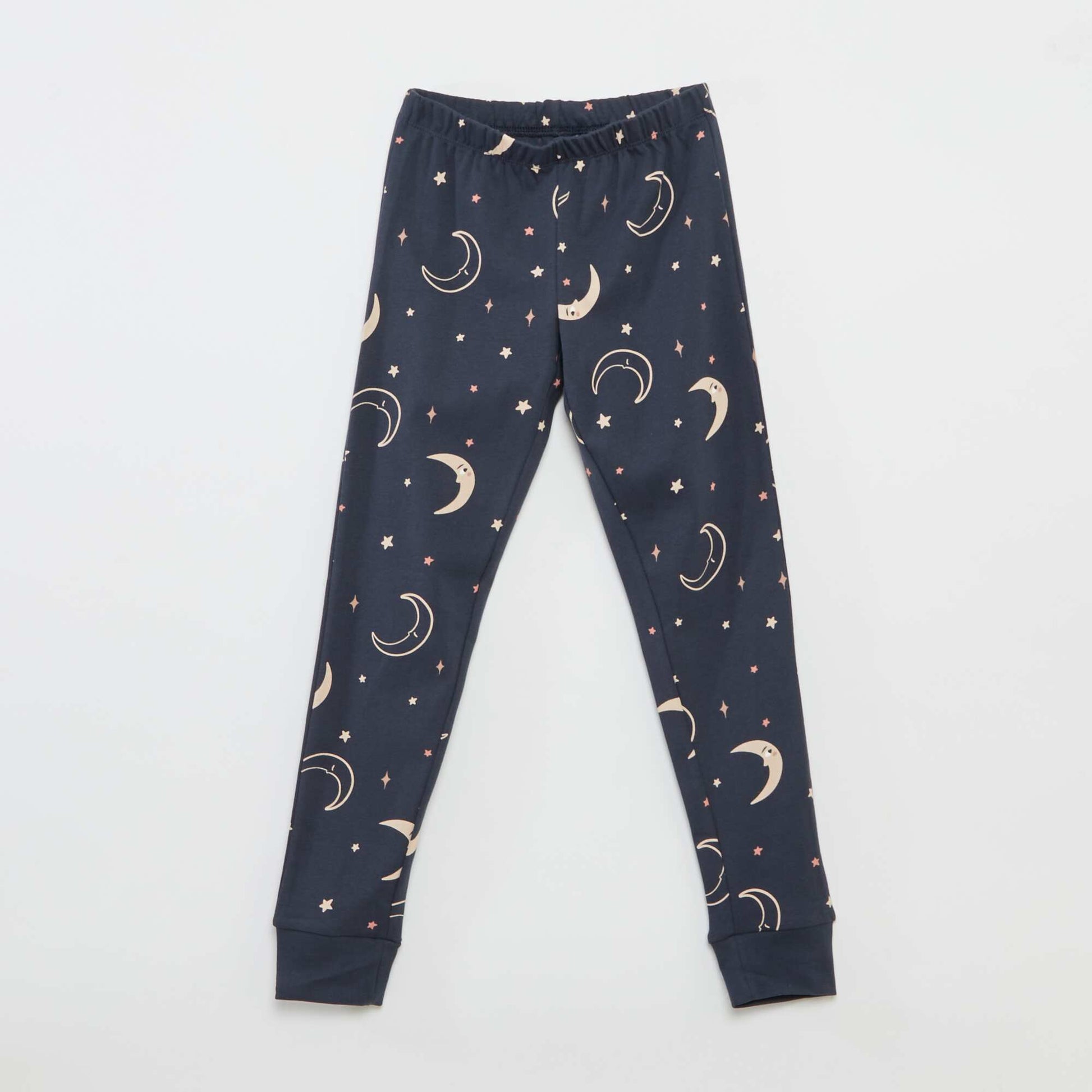 Pyjama long t-shirt + pantalon à motif - 2 pièces NOIR