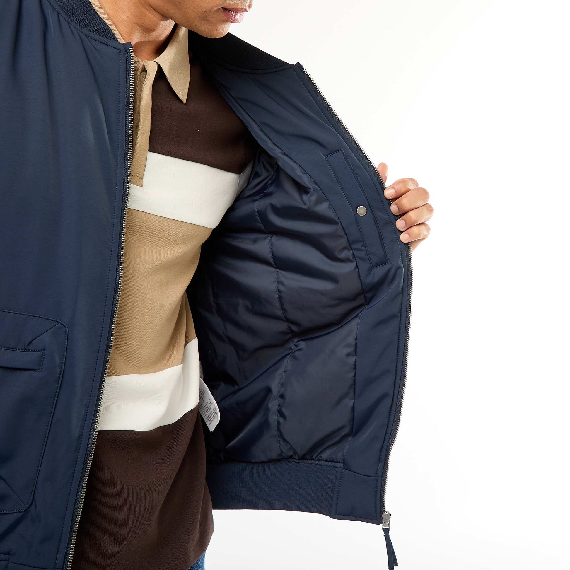 Blouson style aviateur poches à soufflet double entrée BLEU