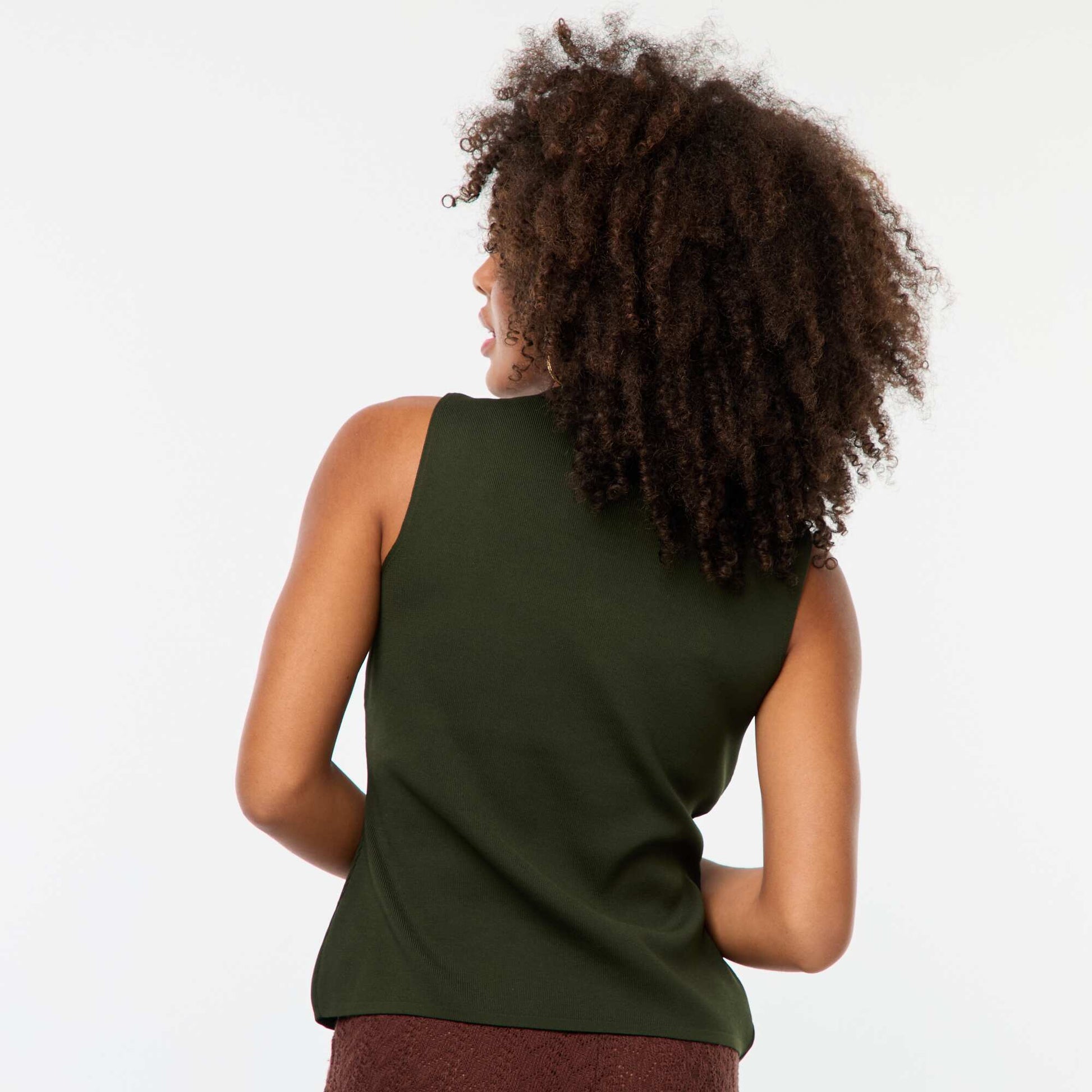 Veste sans manches avec ouverture par boutons dorés KAKI
