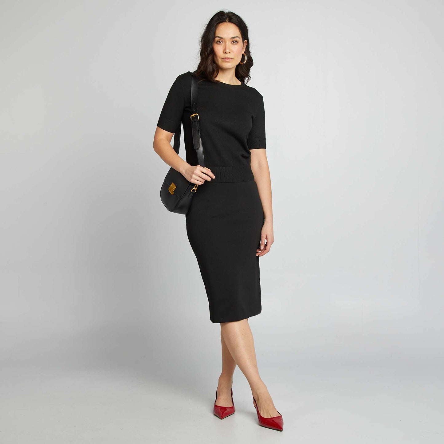 Jupe midi moulante NOIR