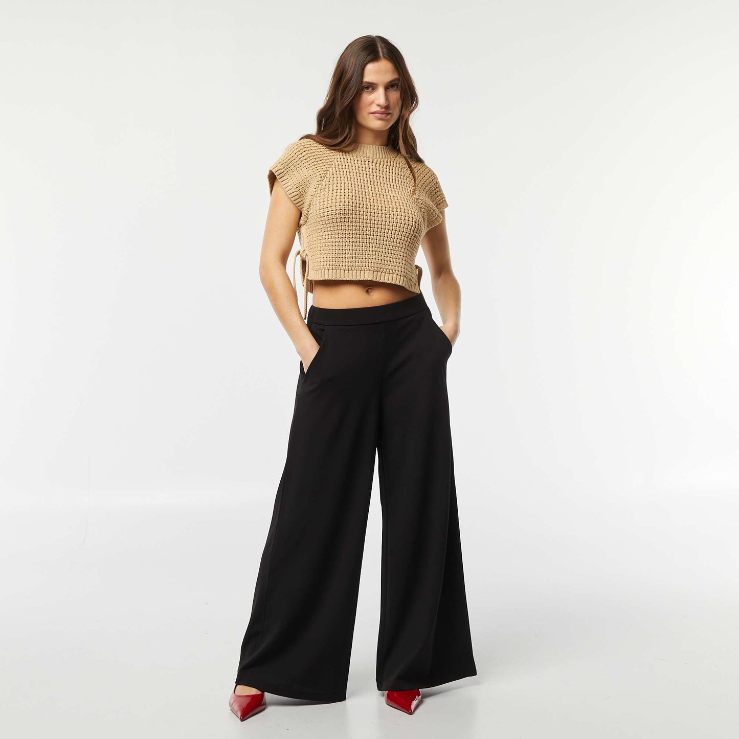 Pull en crochet sans manches BEIGE