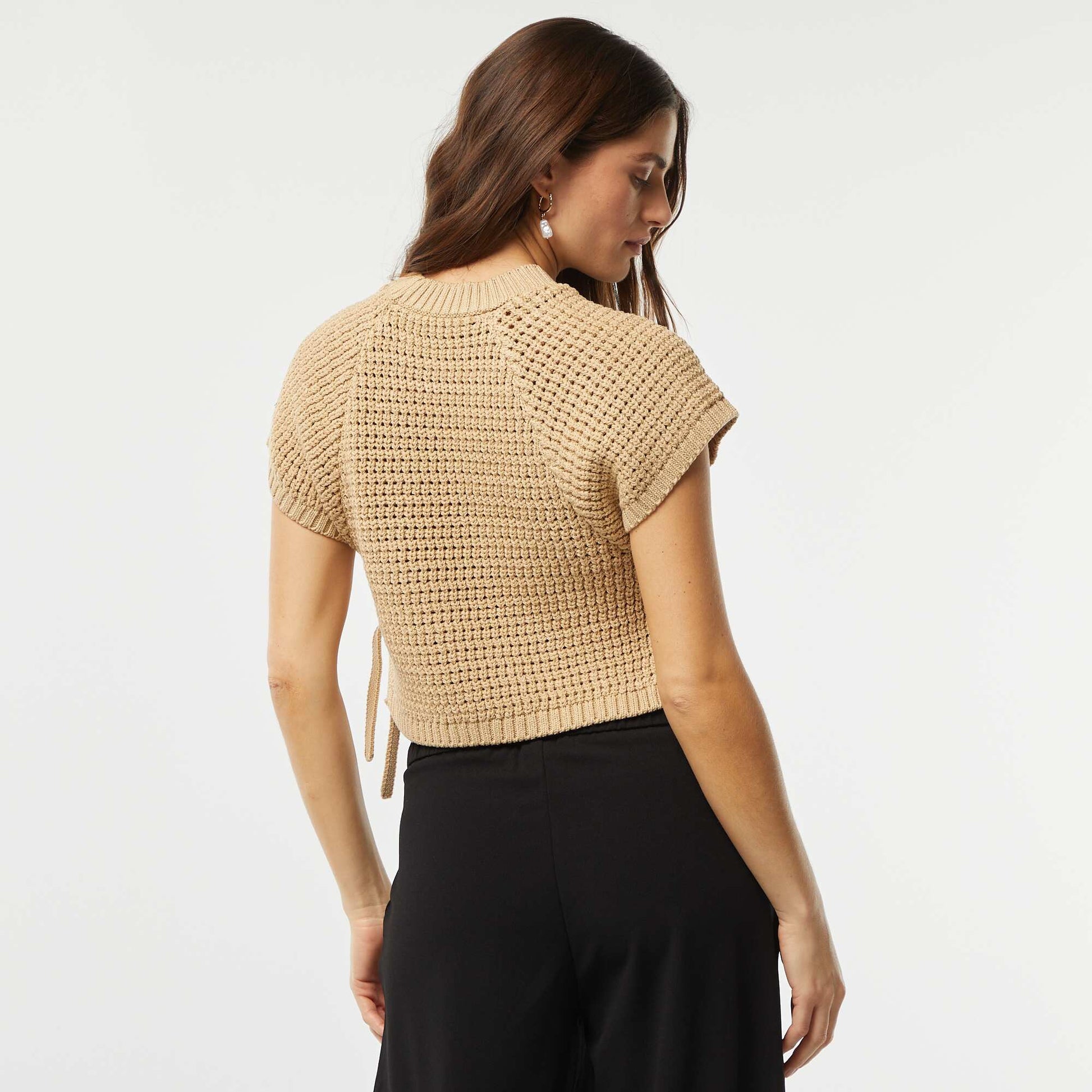 Pull en crochet sans manches BEIGE