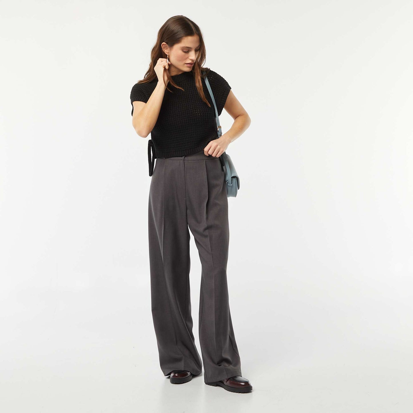 Pull en crochet sans manches NOIR