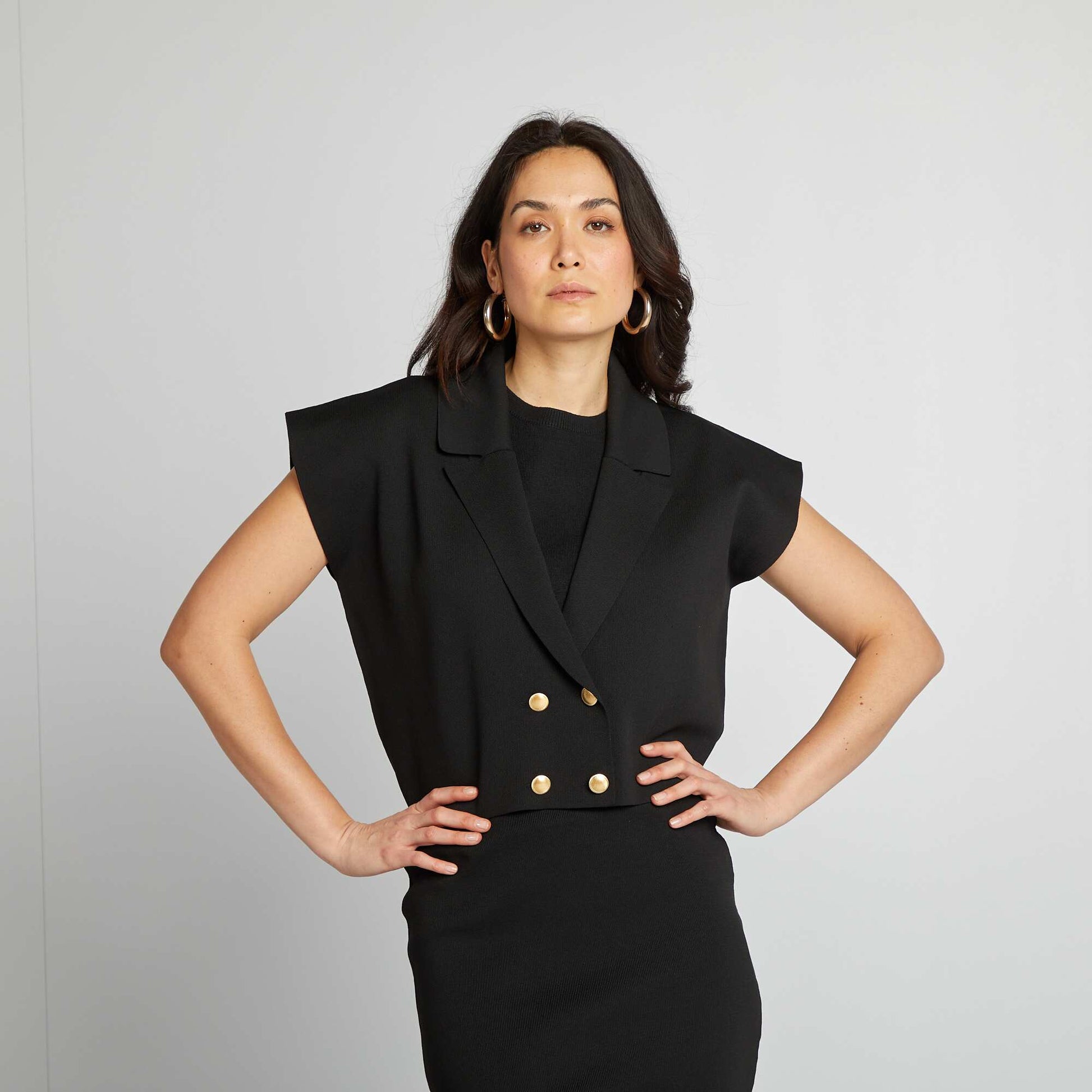 Pull cropped esprit blazer NOIR