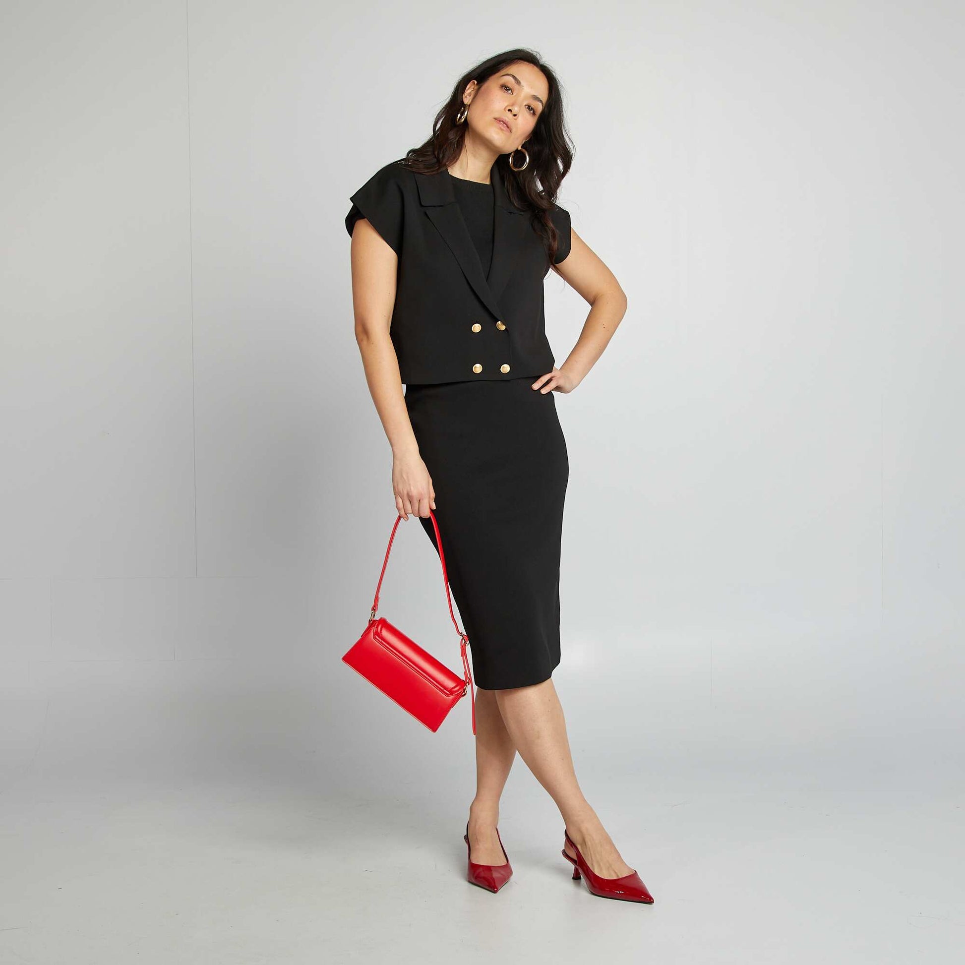 Pull cropped esprit blazer NOIR