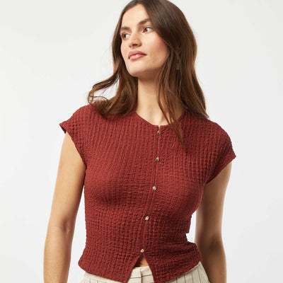 T-shirt en maille gaufrée ORANGE