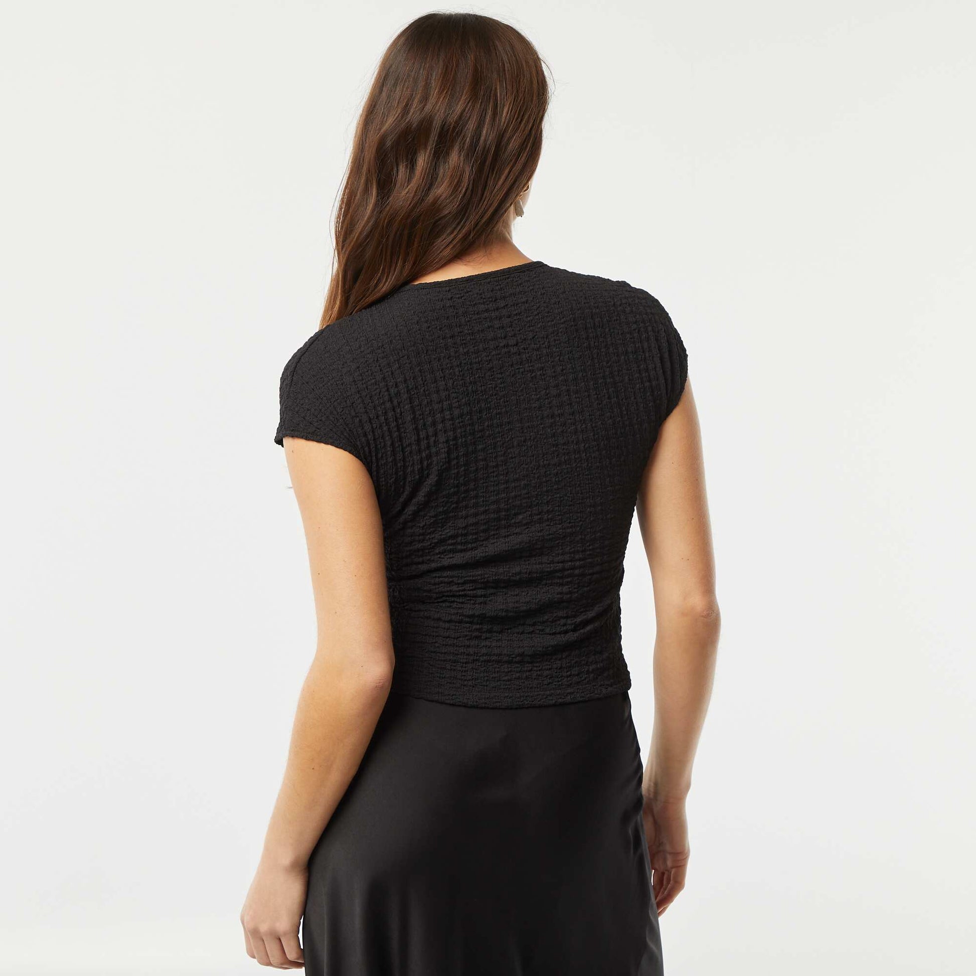 T-shirt en maille gaufrée NOIR