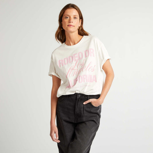 T-shirt à manches courtes à message ROSE