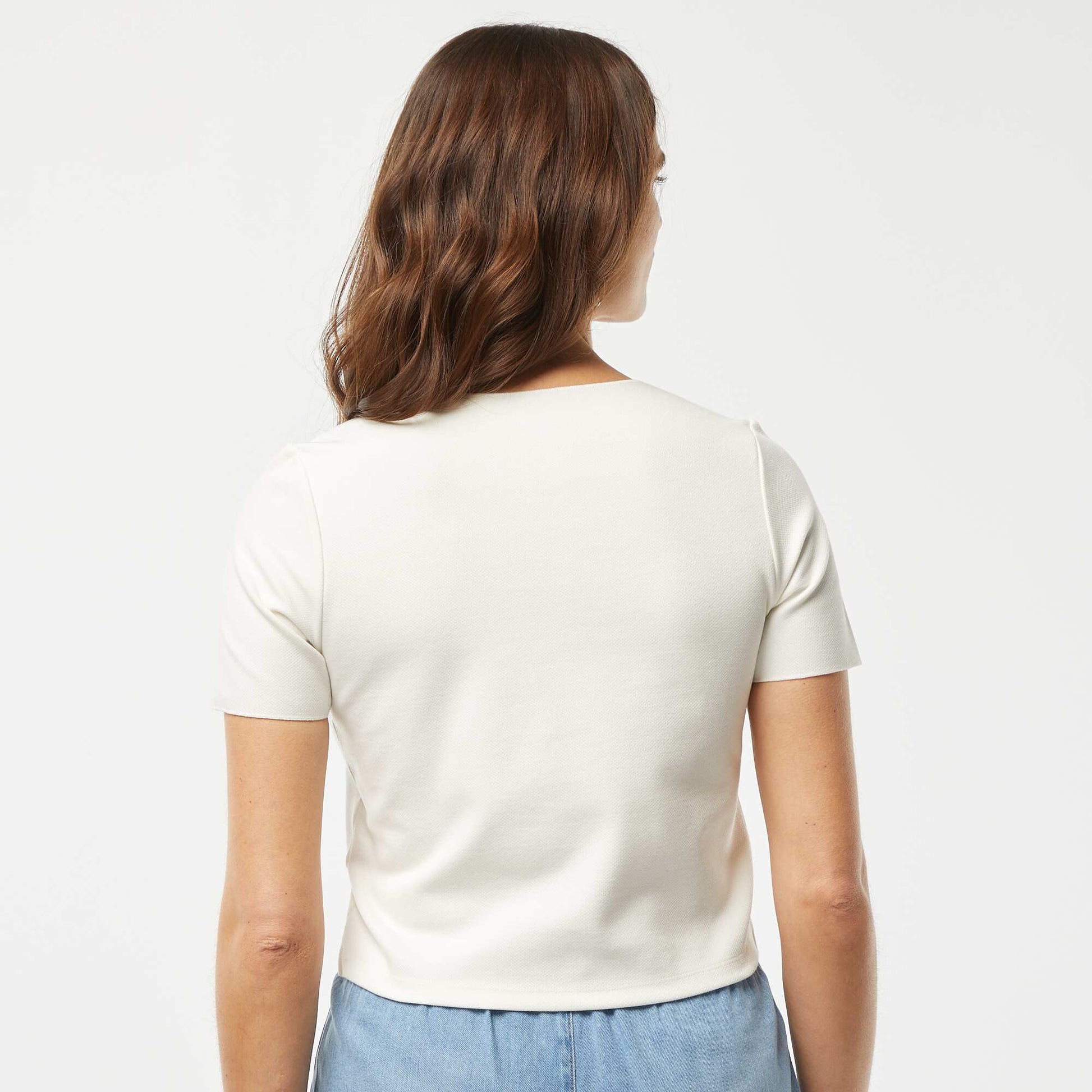 T-shirt avec bas brodé BLANC