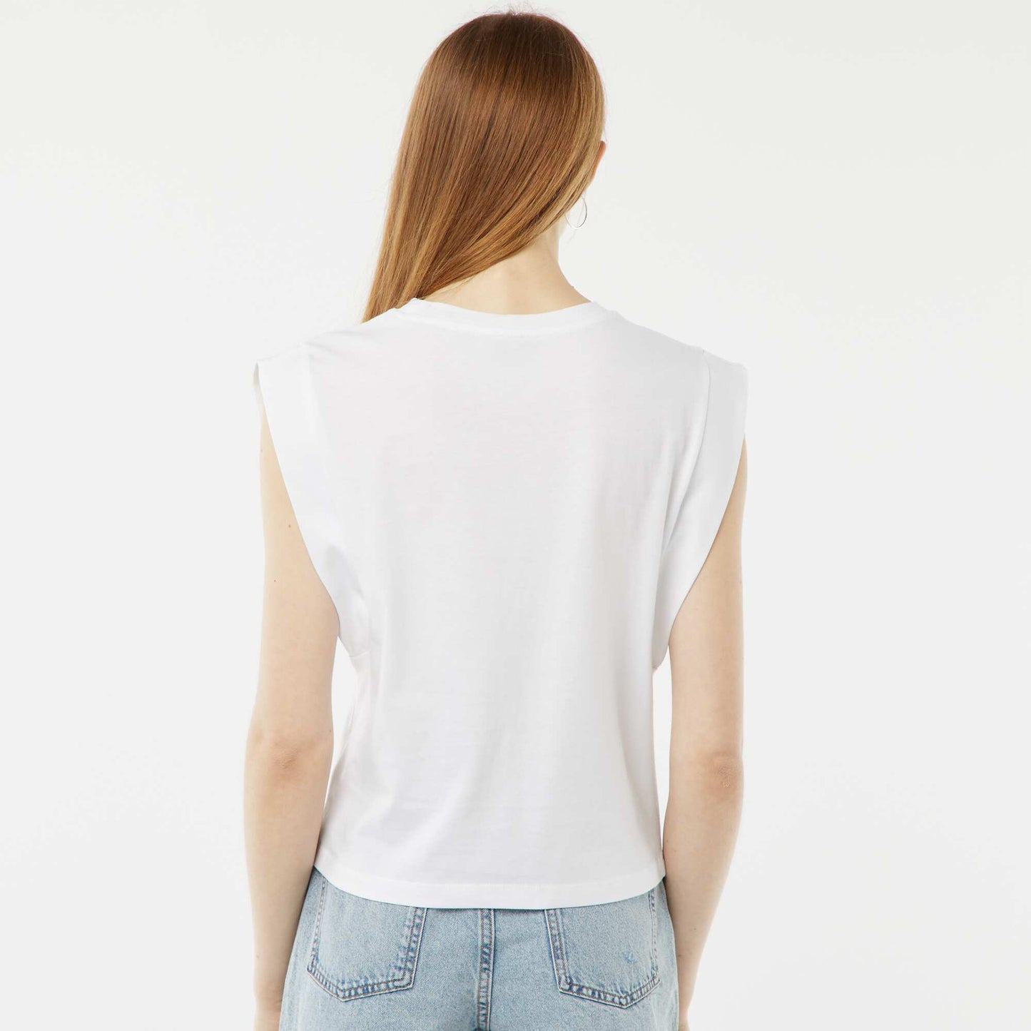 T-shirt sans manches avec emmanchures cloutées BLANC
