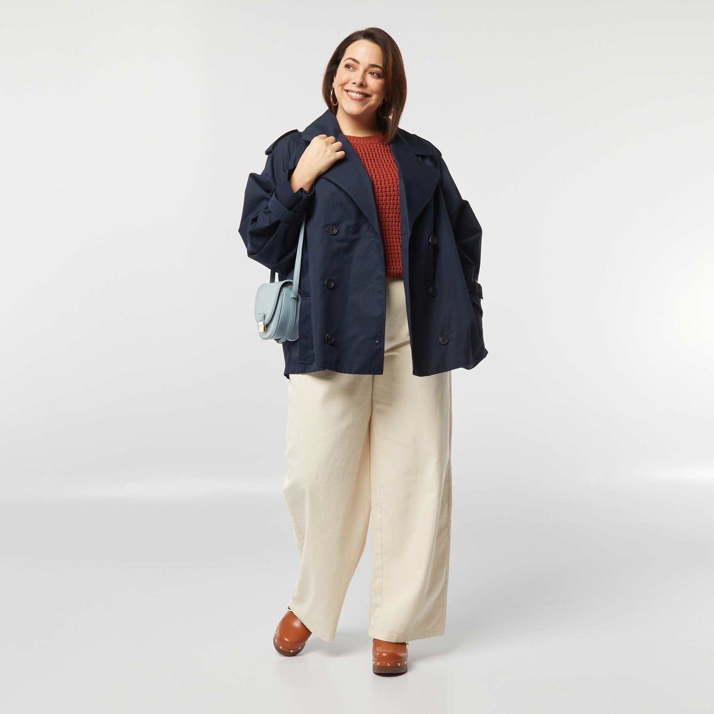 Pull manches courtes en maille large ROUGE BRIQUE