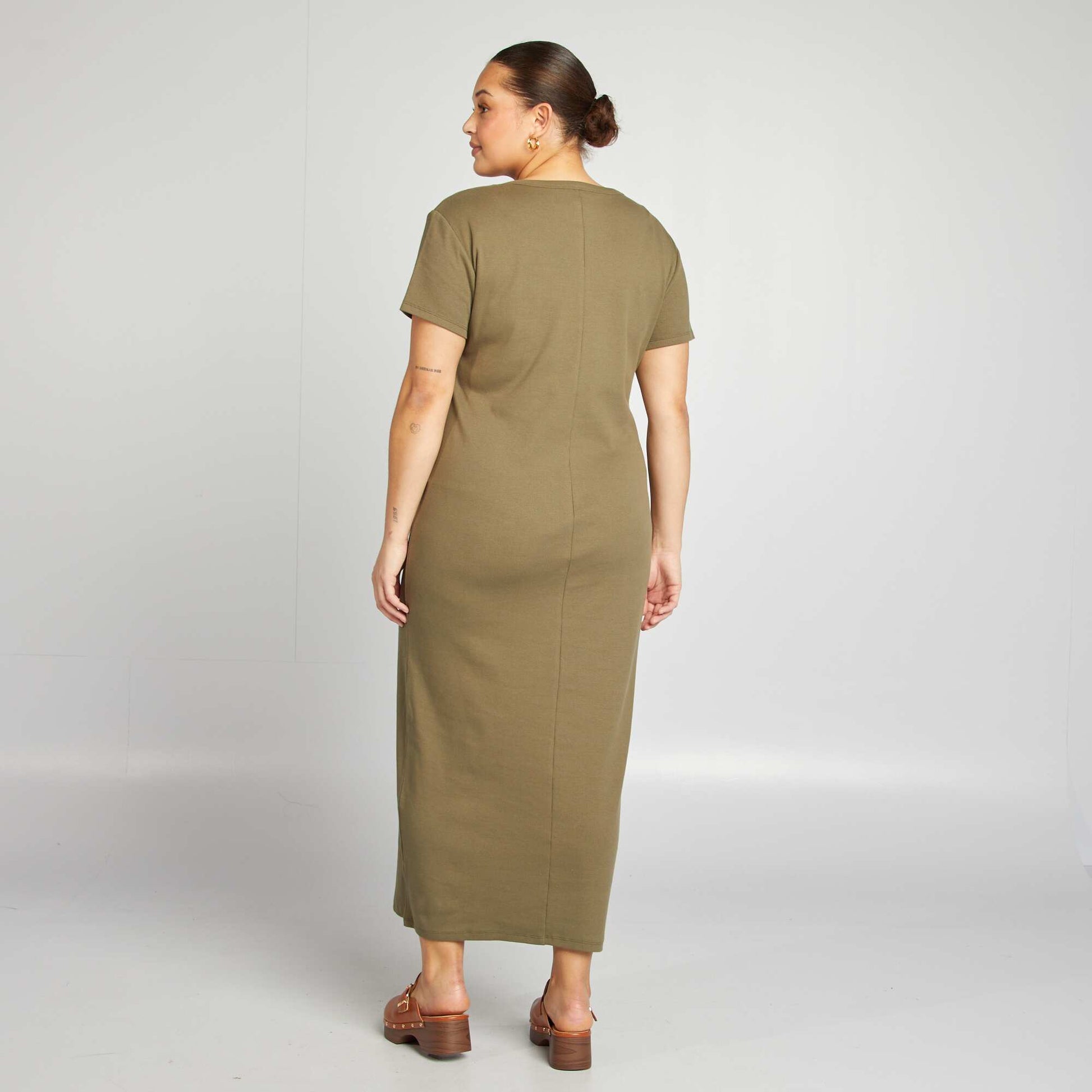 Robe en maille côtelée KAKI