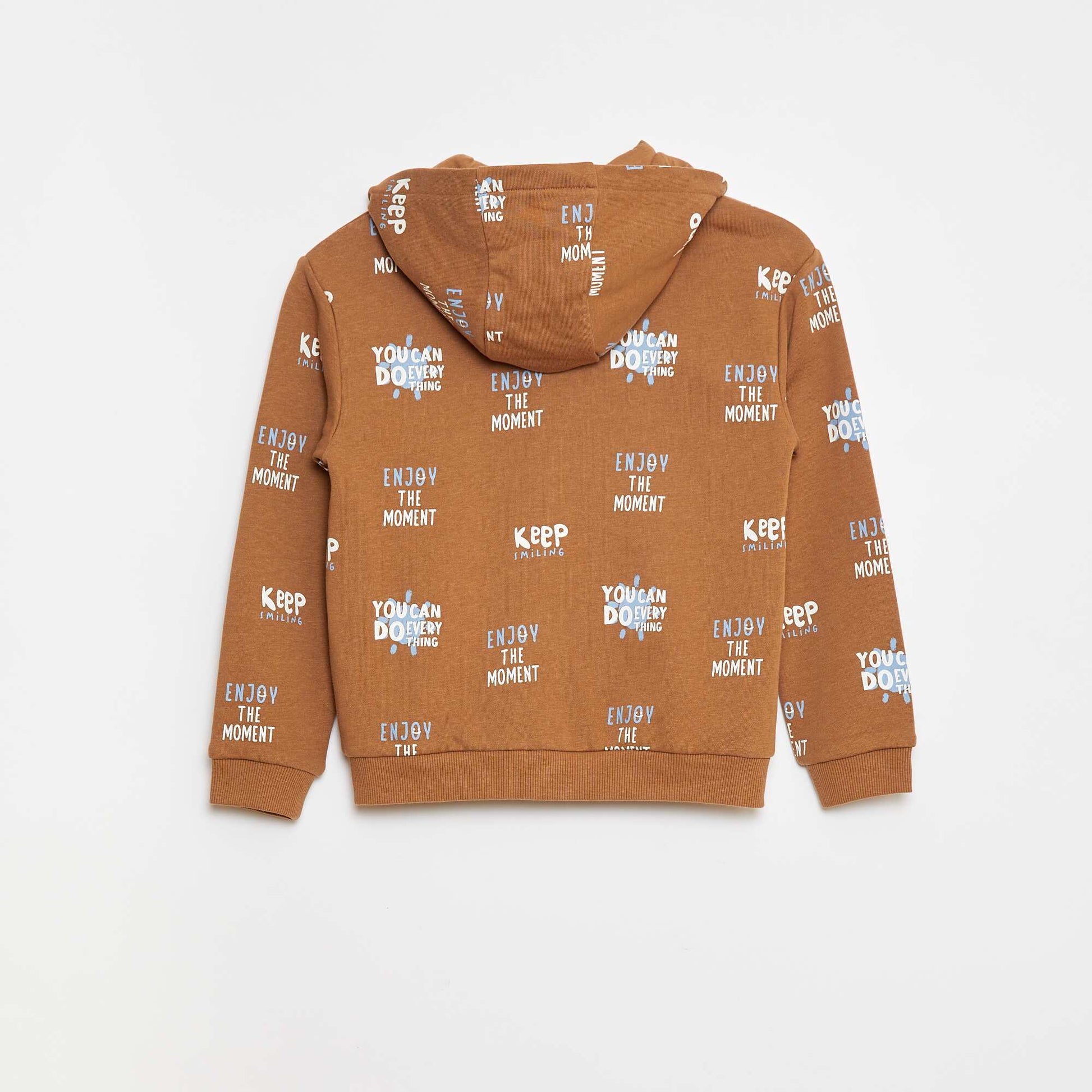 Sweat à capuche imprimé en french terry MARRON