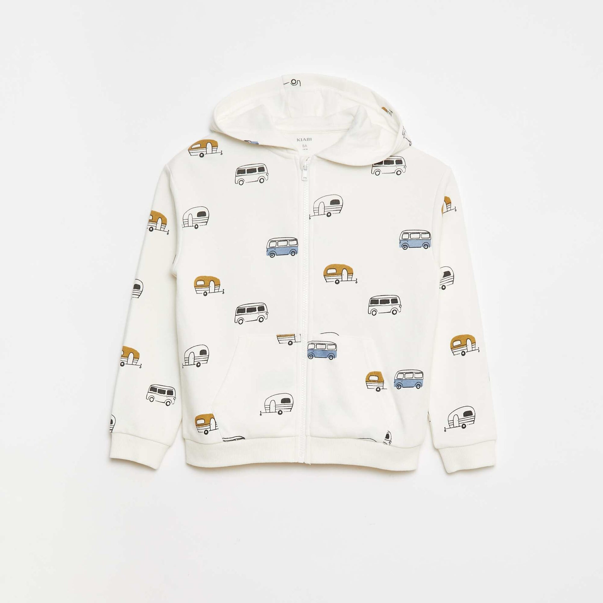 Sweat à capuche imprimé en french terry BEIGE