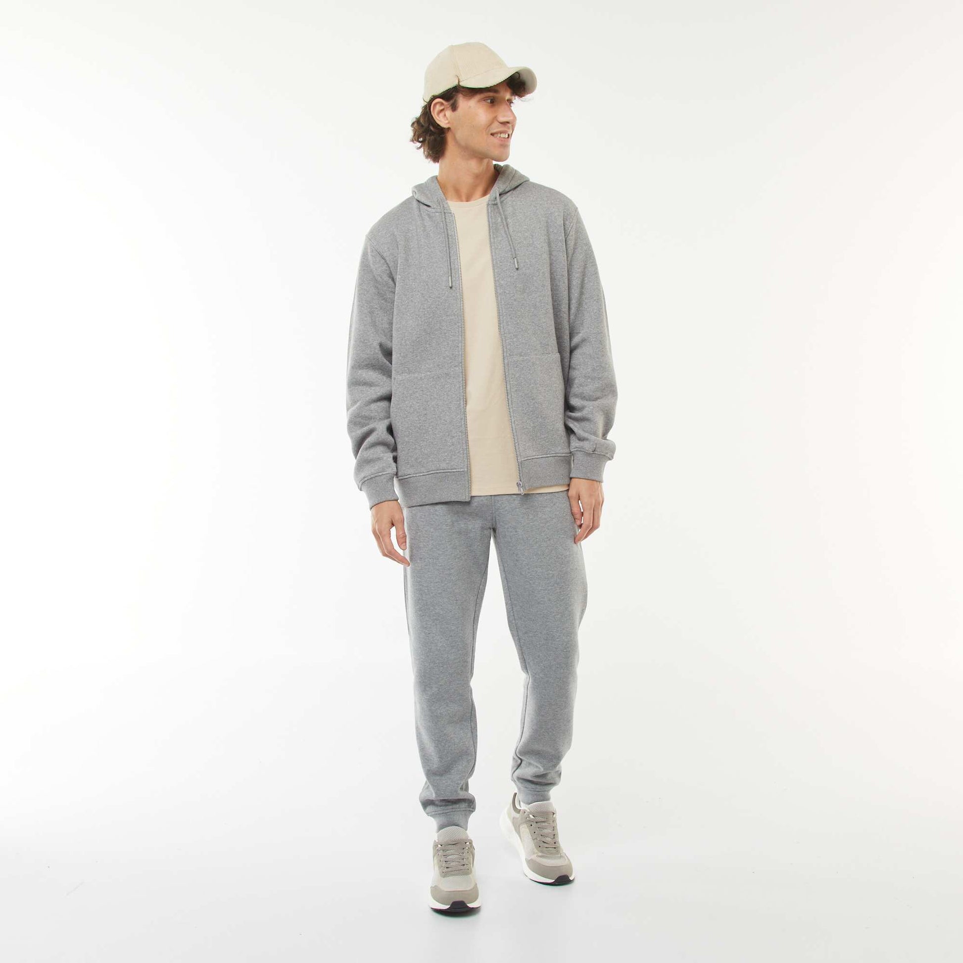 Pantalon jogging en molleton chaud GRIS