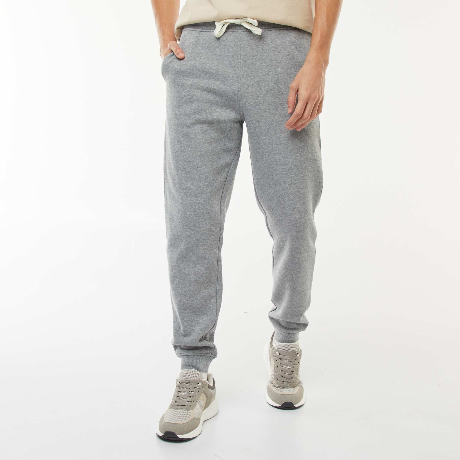 Pantalon jogging en molleton chaud GRIS