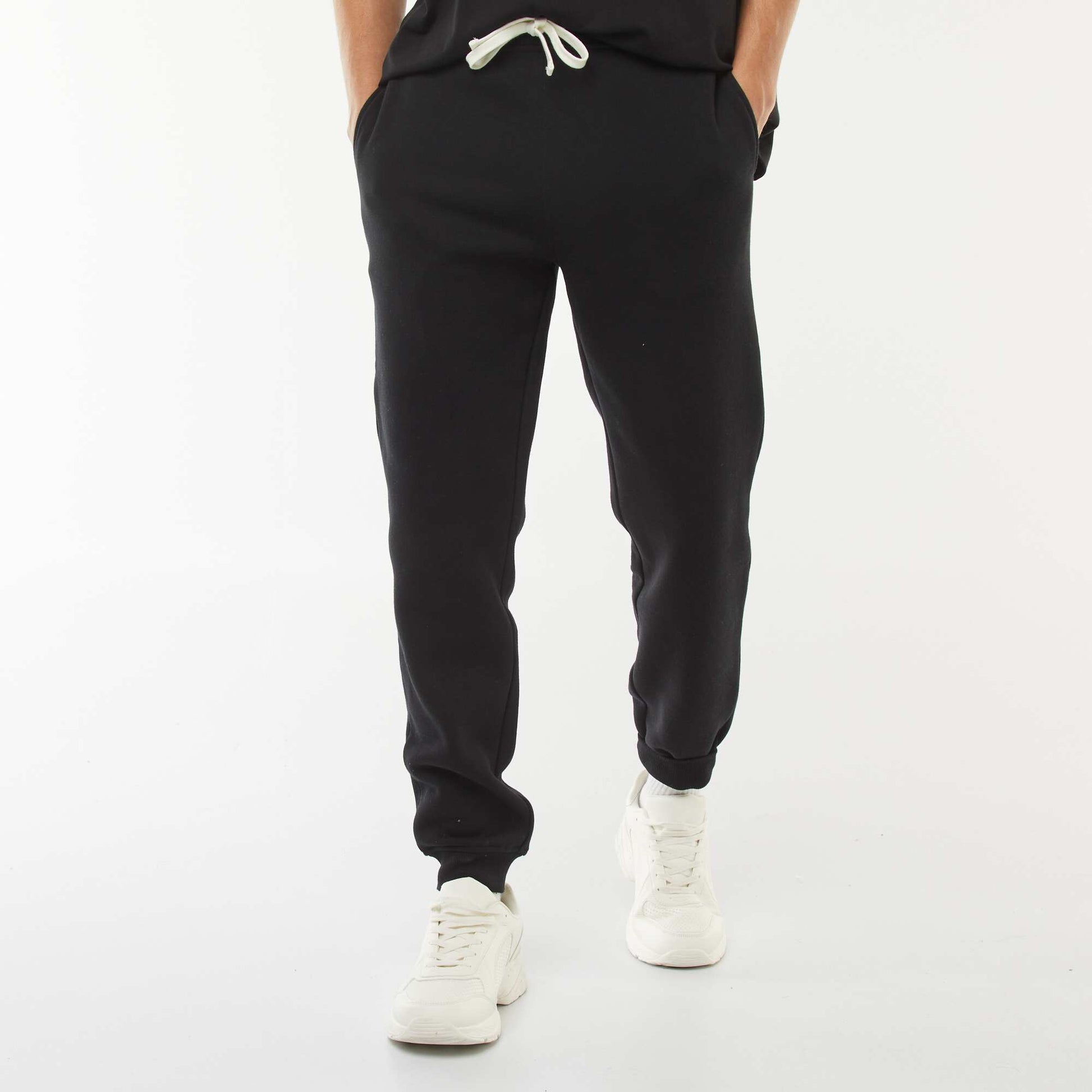 Pantalon jogging en molleton chaud NOIR