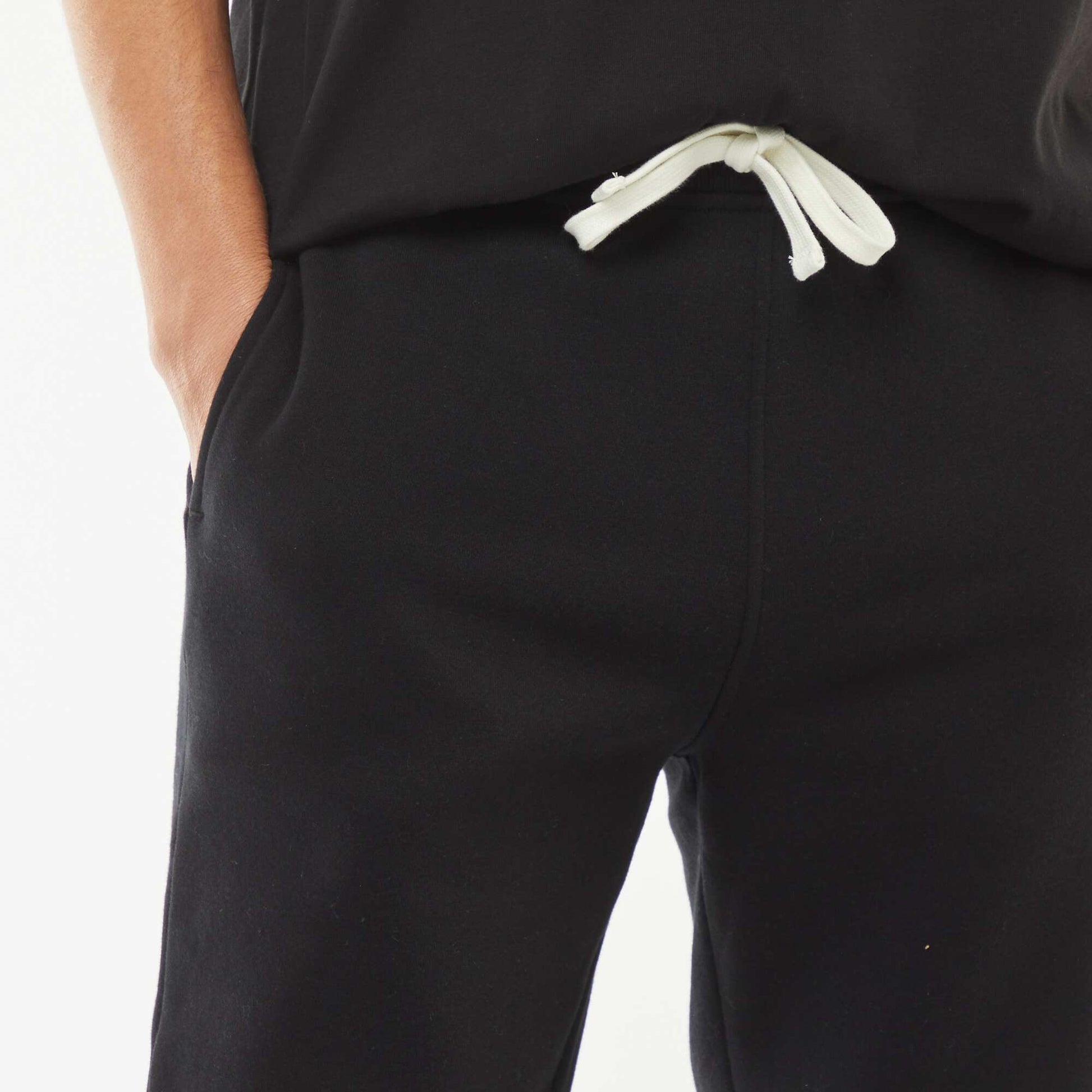 Pantalon jogging en molleton chaud NOIR