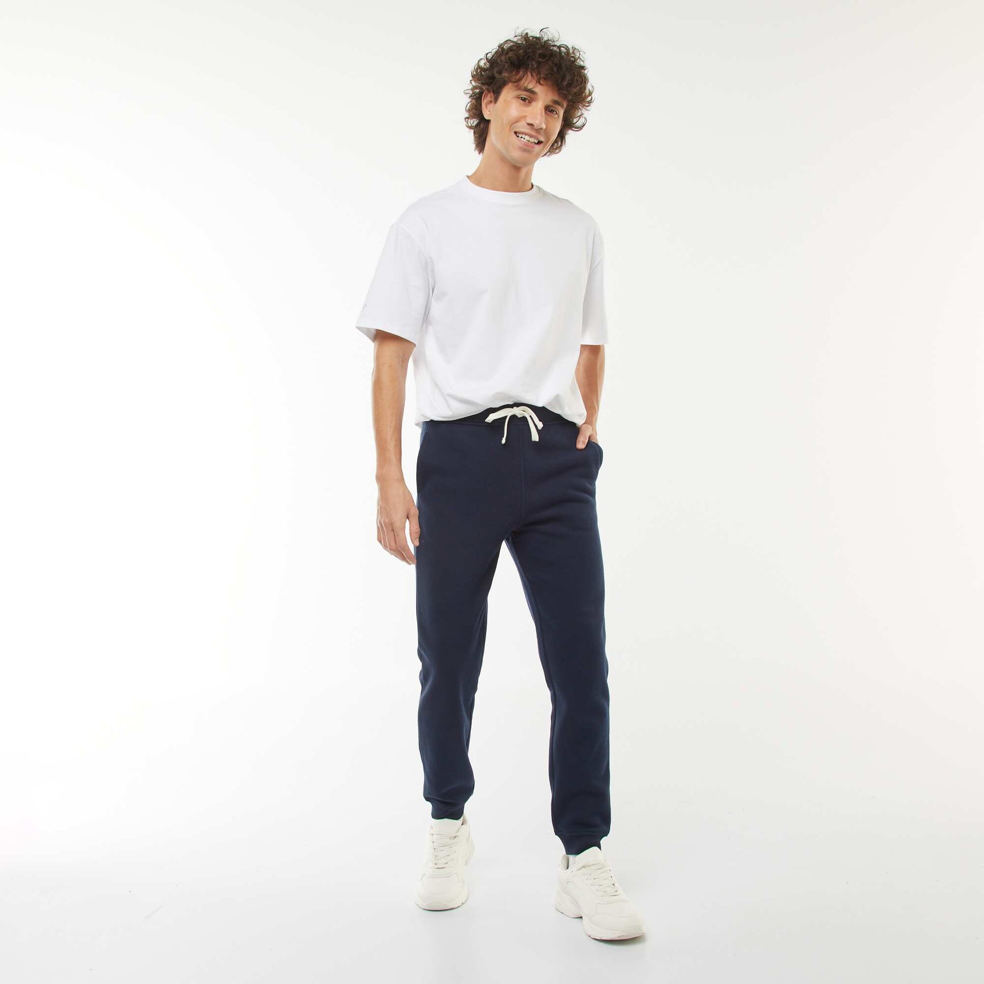 Pantalon jogging en molleton chaud BLEU