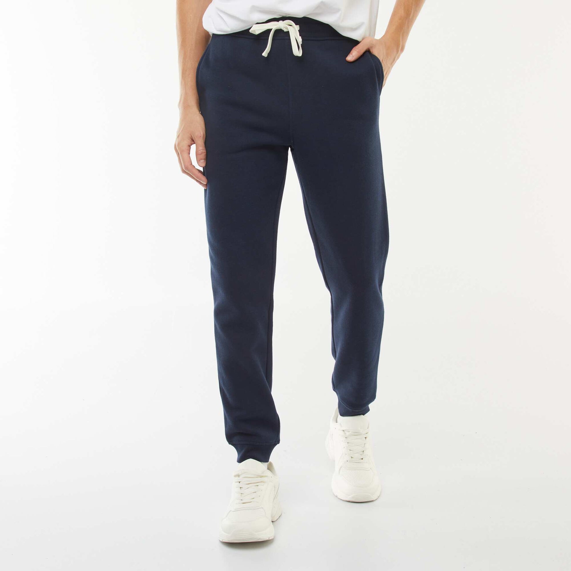 Pantalon jogging en molleton chaud BLEU