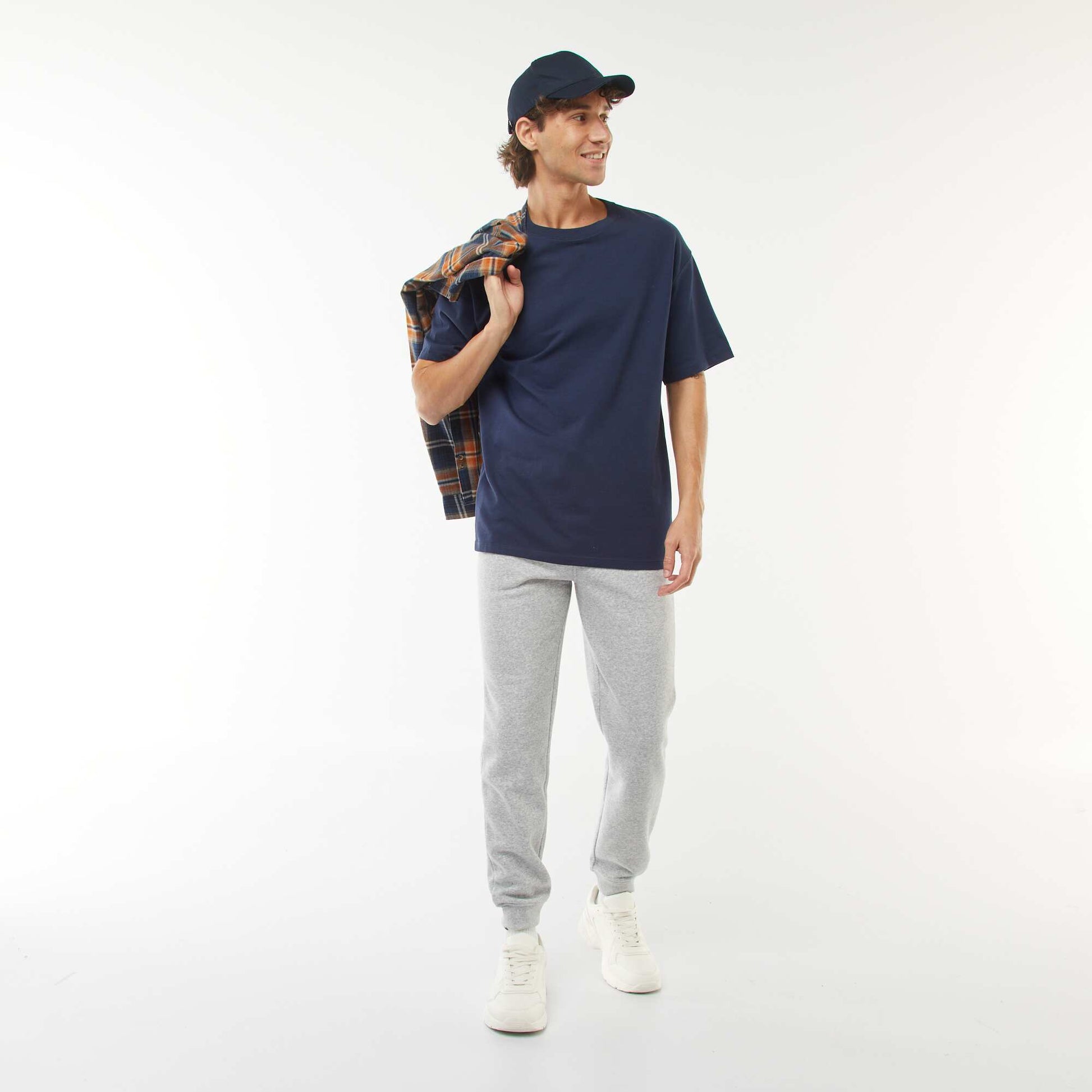 Pantalon jogging en molleton chaud GRIS