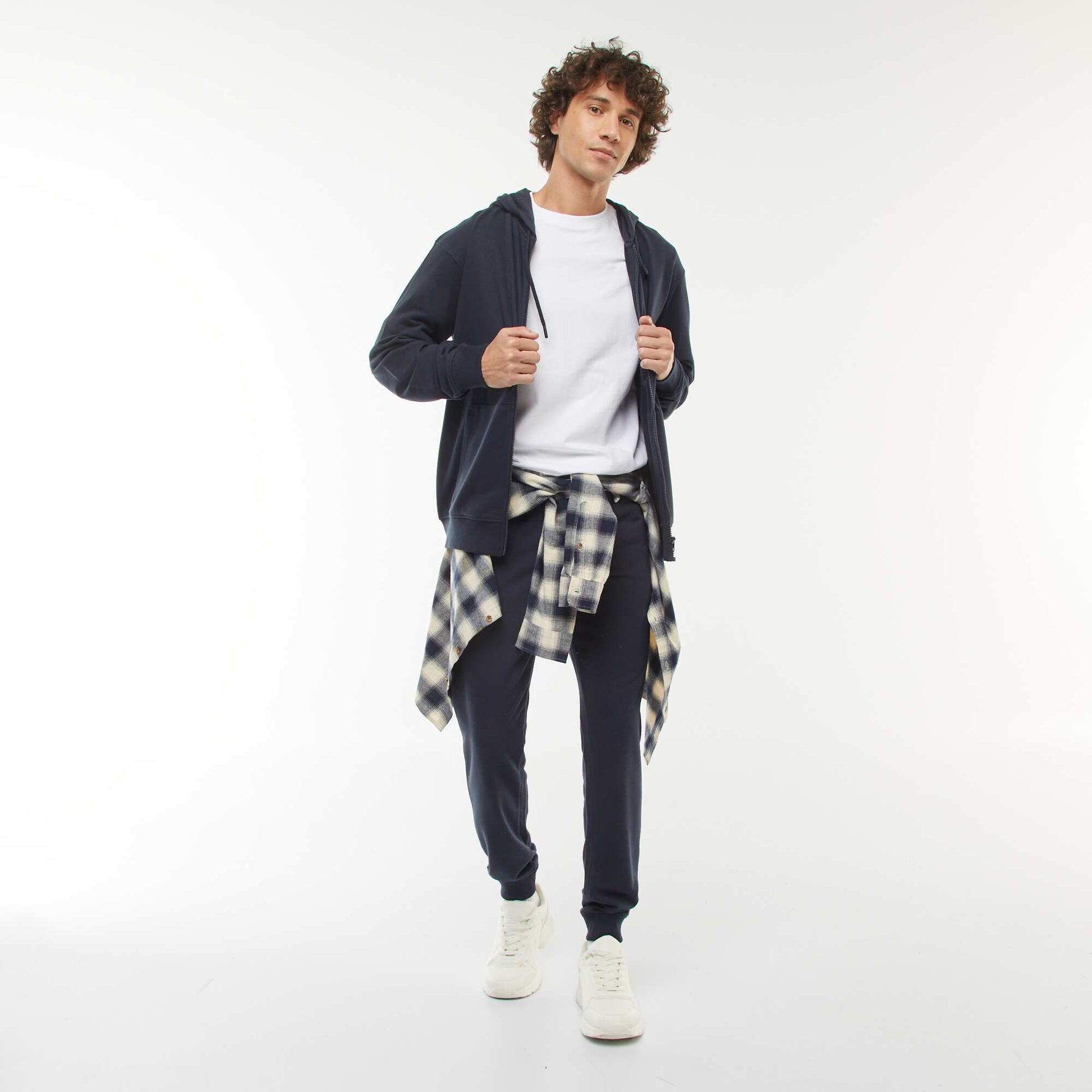 Pantalon jogging léger uni BLEU MARINE