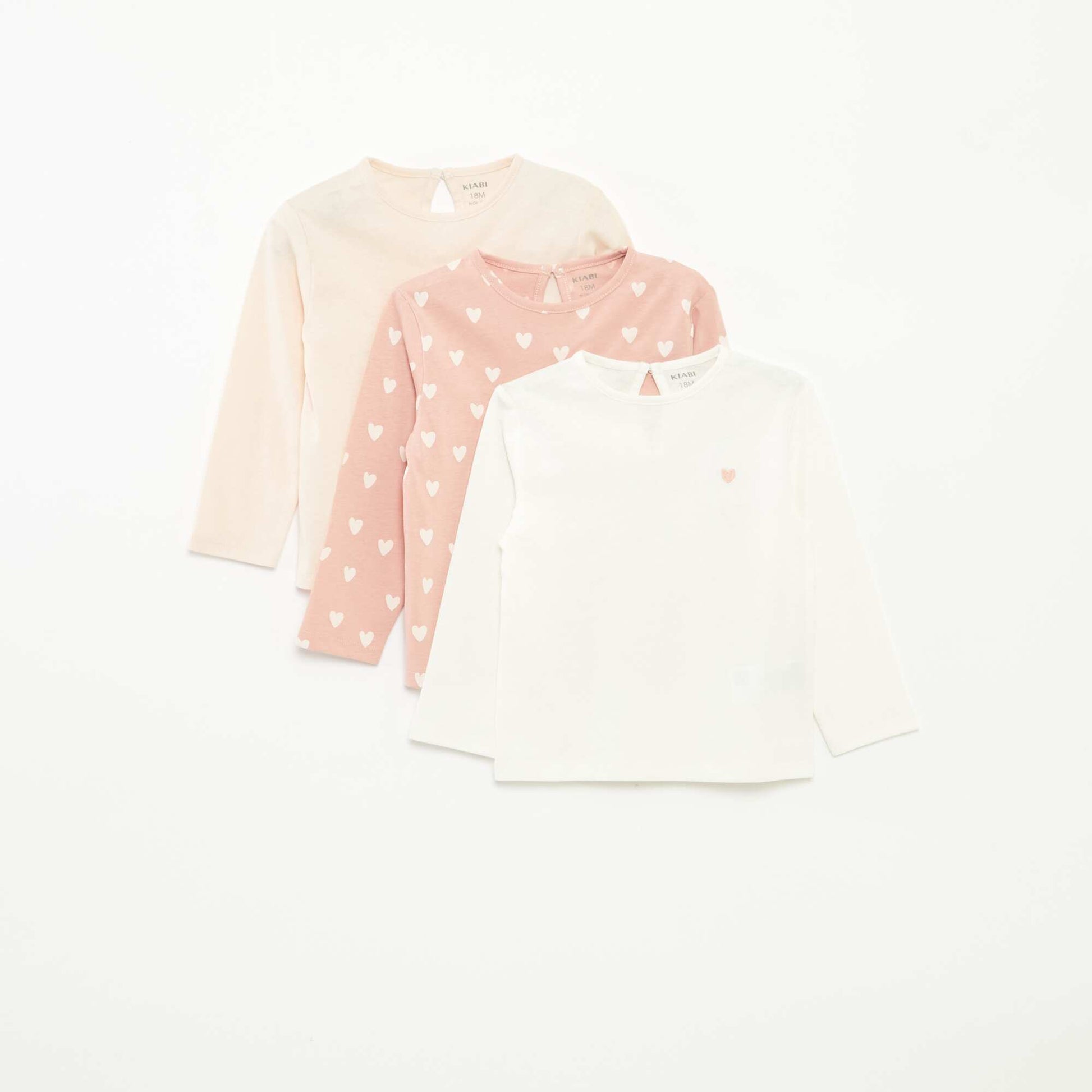 Lot de 3 t-shirts à manches longues ROSE
