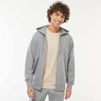 Sweat en molleton zippé à capuche GRIS