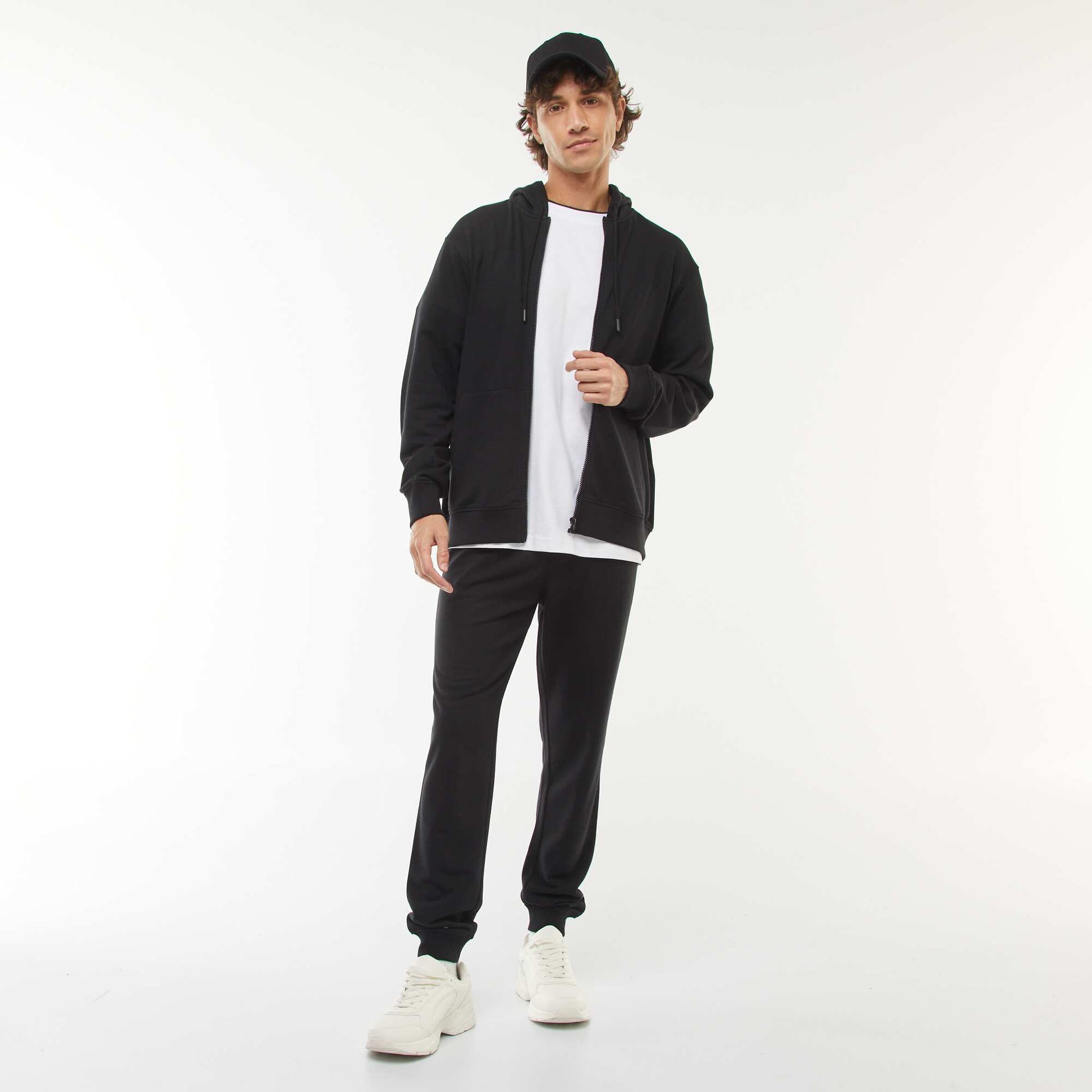 Sweat en molleton zippé à capuche NOIR
