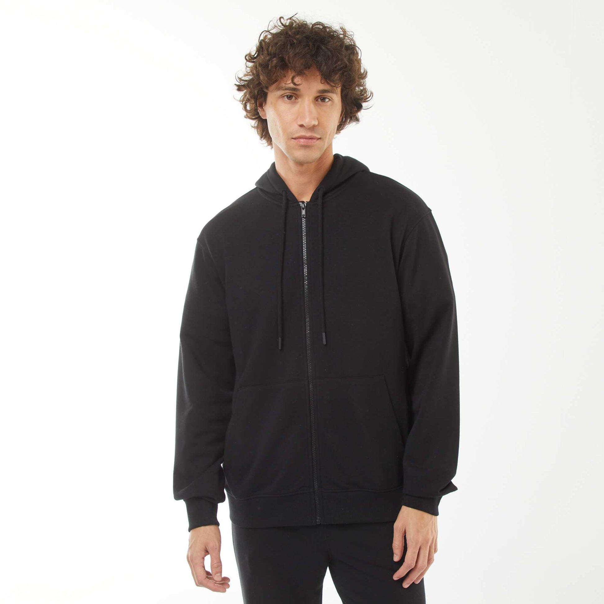 Sweat en molleton zippé à capuche NOIR