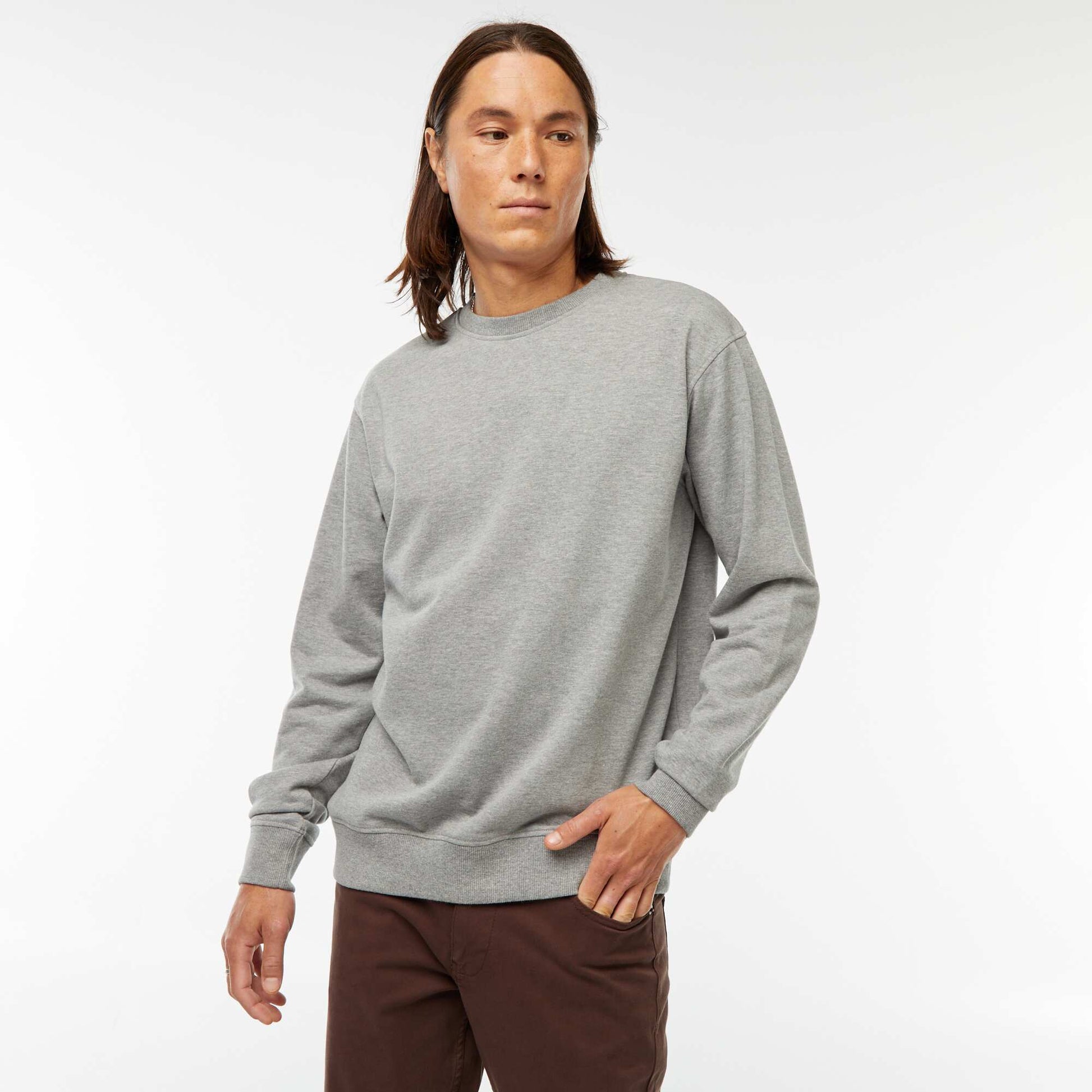 Sweat uni en molleton léger GRIS