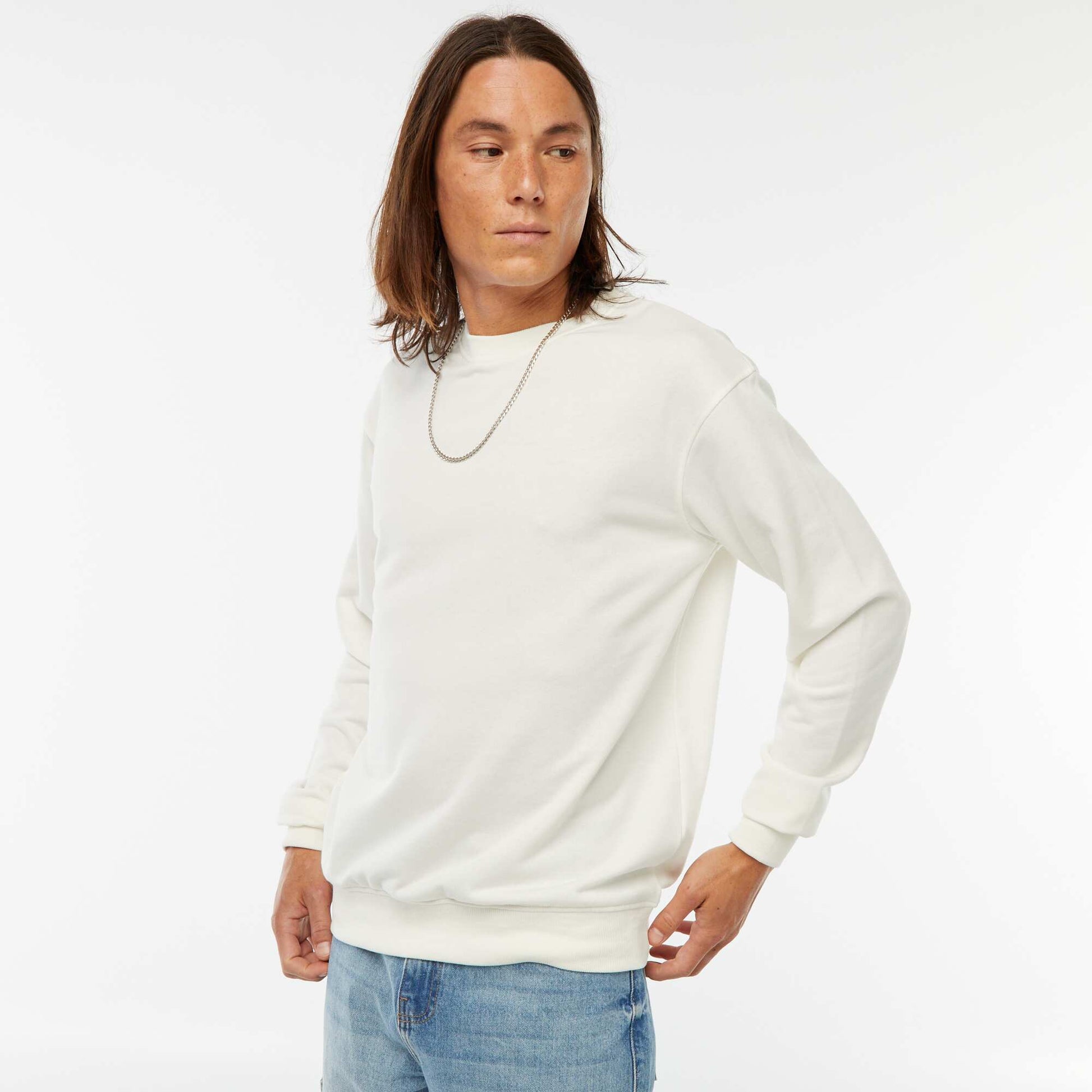 Sweat uni en molleton léger BLANC
