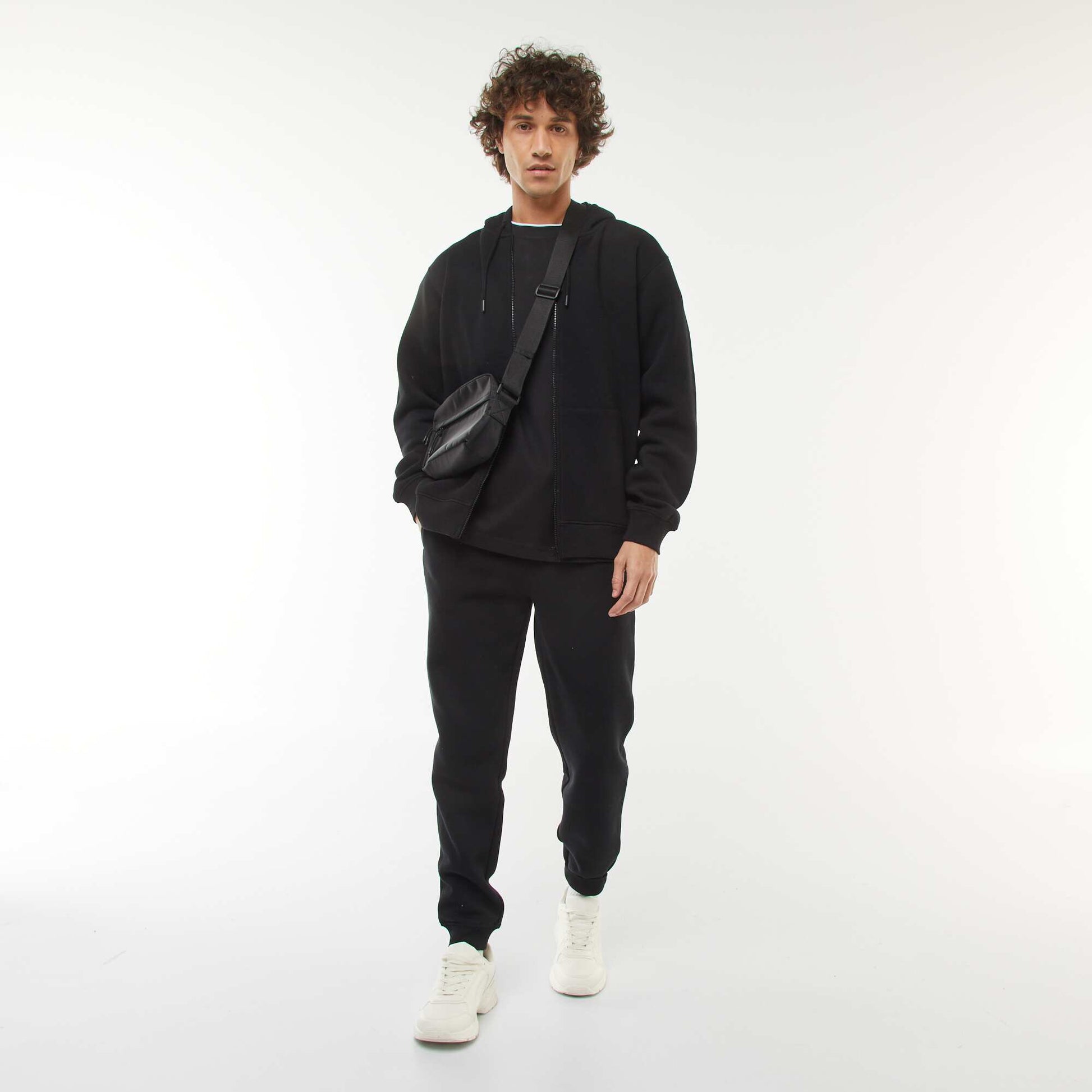 Sweat en molleton zippé à capuche NOIR