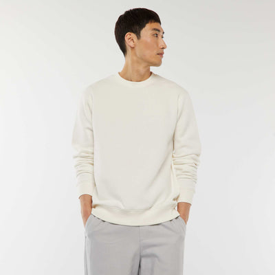 Sweat uni en molleton col rond BLANC